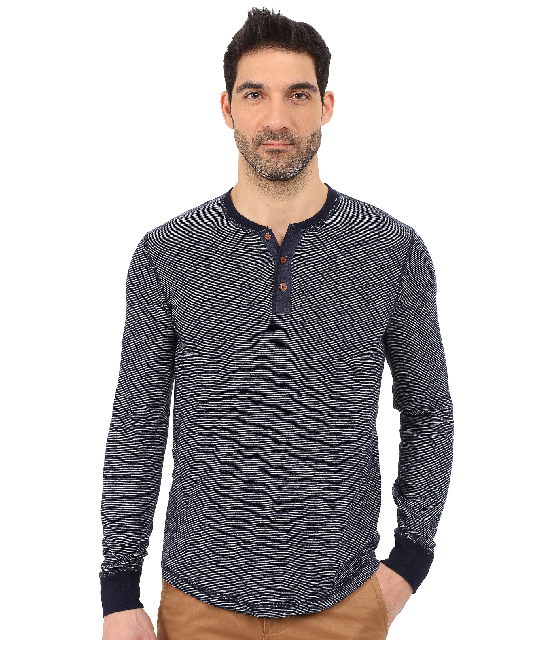 Lucky Brand Long Sleeve Waffle Henley in Blue for Men from Lyst
