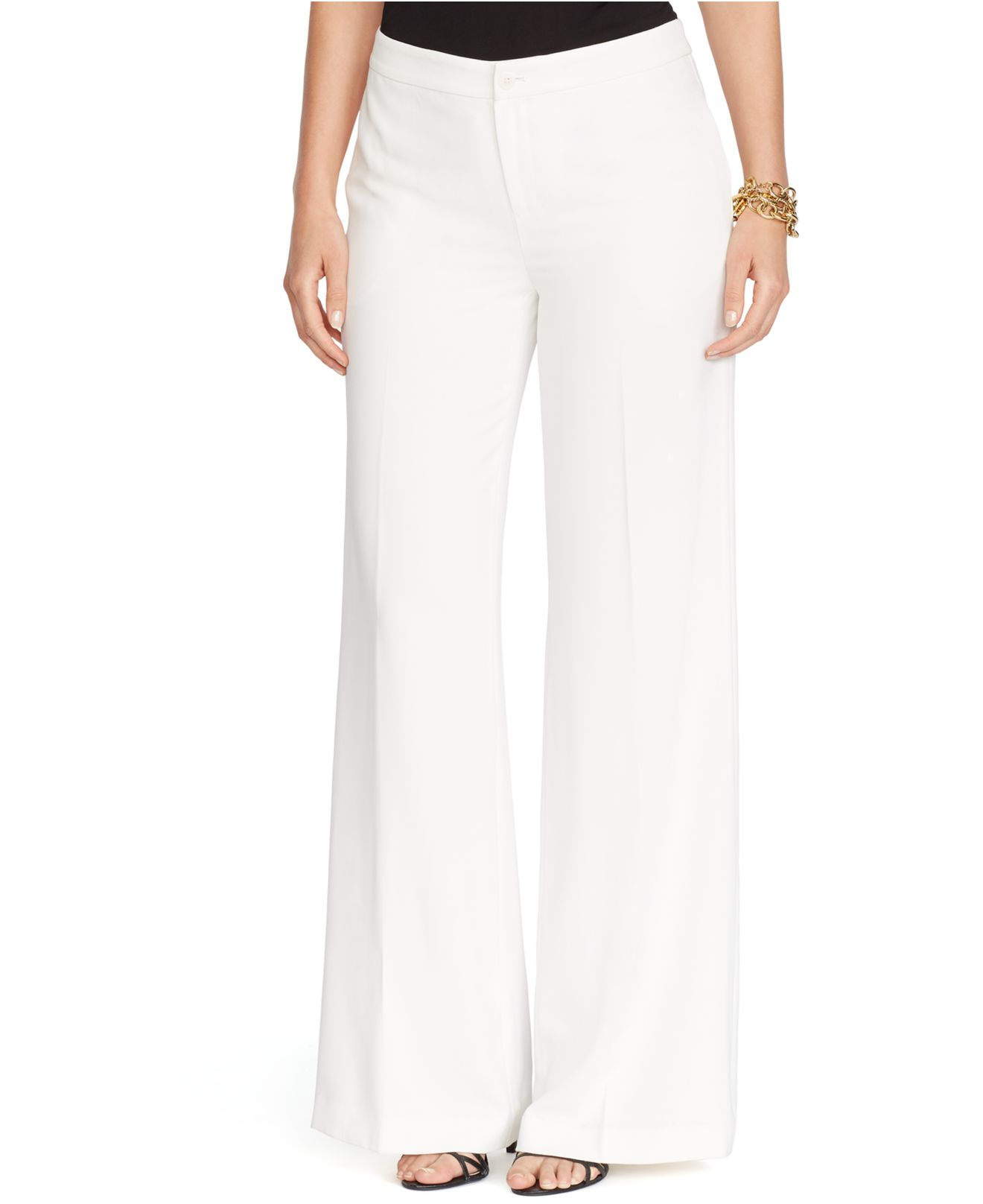 Lauren by Ralph Lauren Plus Size Wide-Leg Pants in Pearl (White) - Lyst