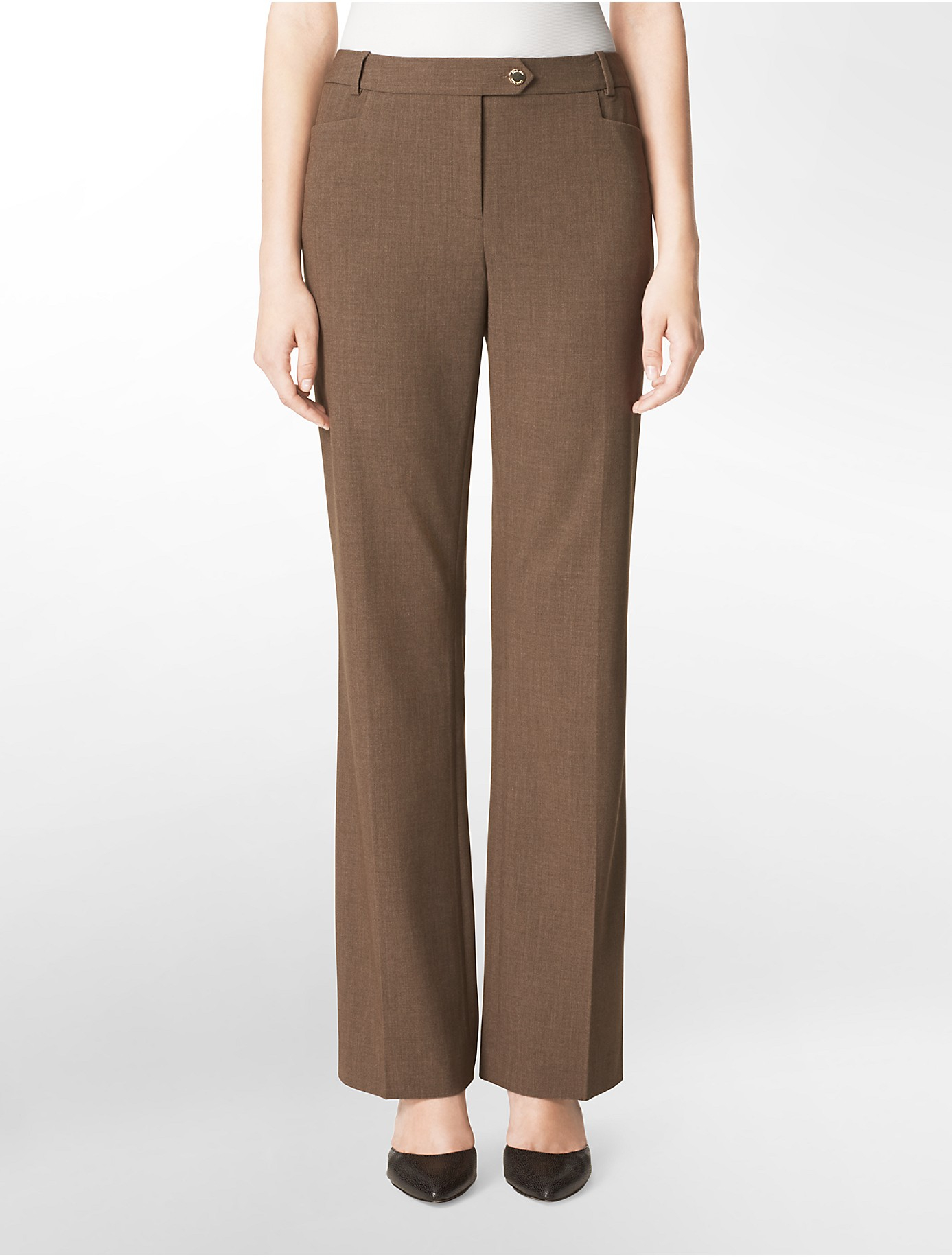 Calvin Klein Straight Fit Heather Taupe Suit Pants in Brown Lyst