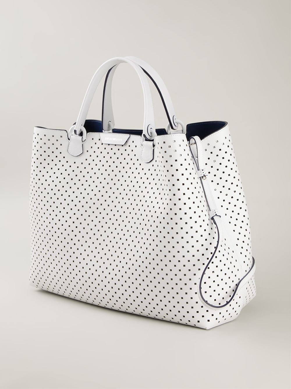 Lyst Emporio Armani Perforated Per Tote In White Gallery