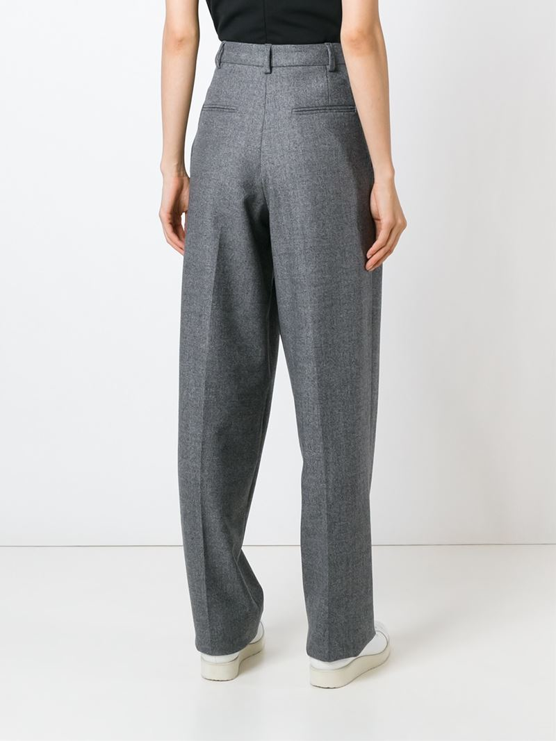 JOSEPH High Waist Pleated Trousers in Gray | Lyst