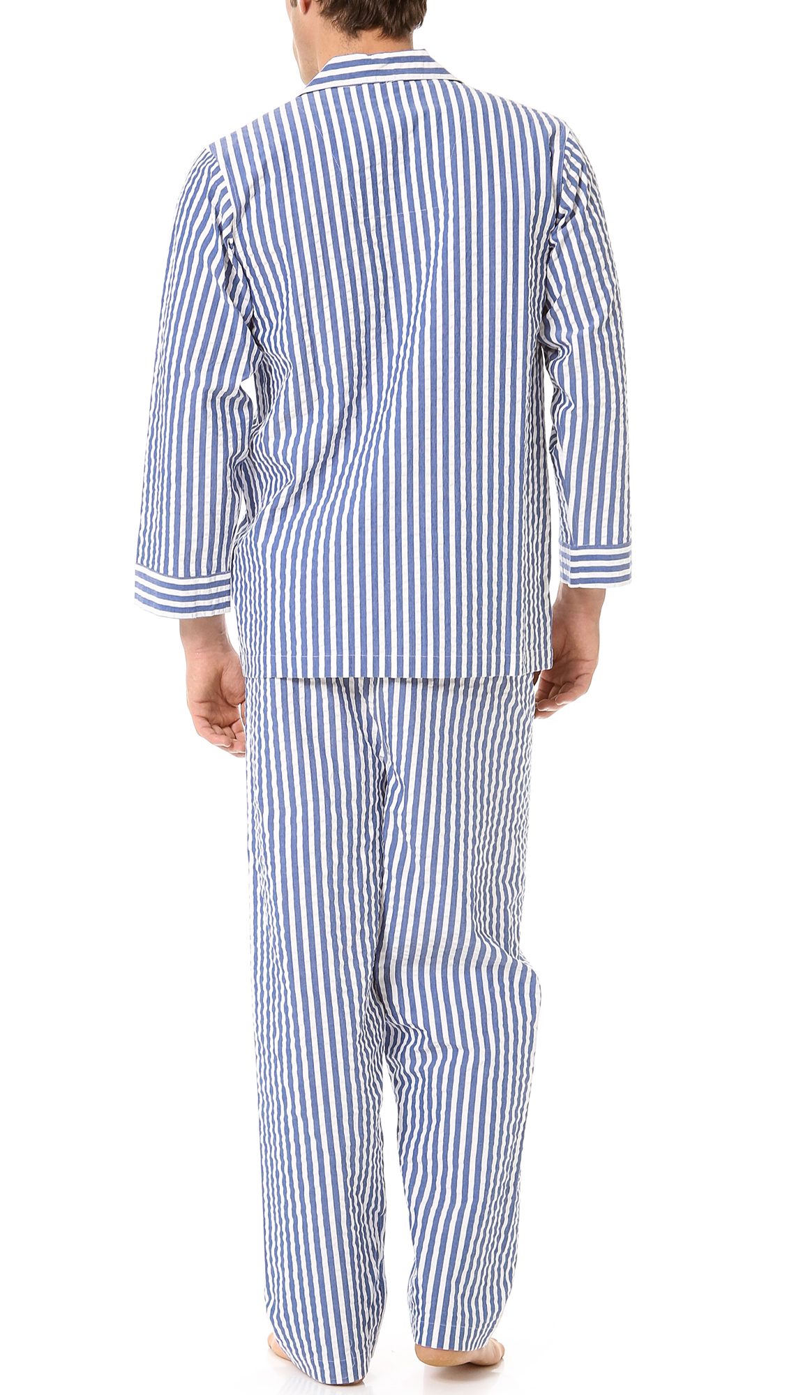 Alexander olch Seersucker Pajama Set in Blue for Men | Lyst