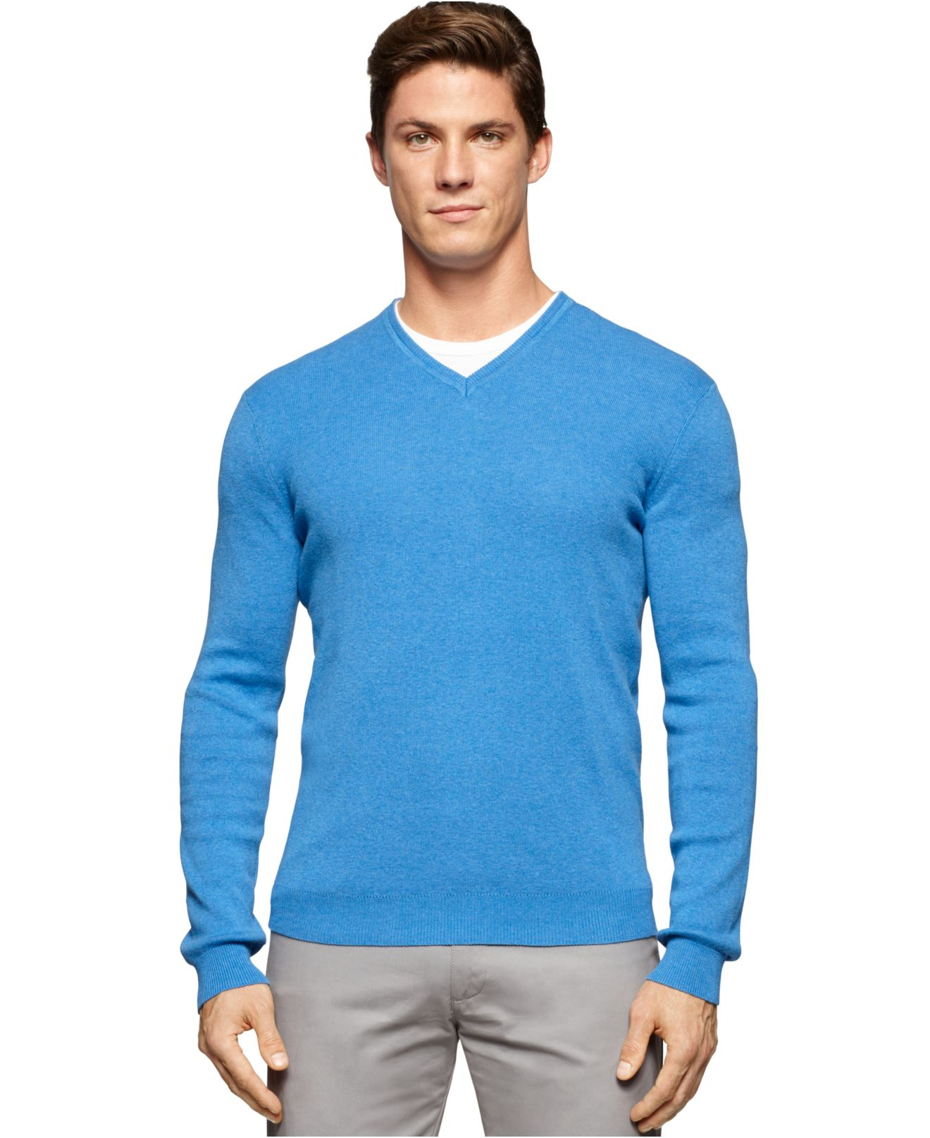 Lyst - Calvin Klein V-neck Sweater in Blue for Men