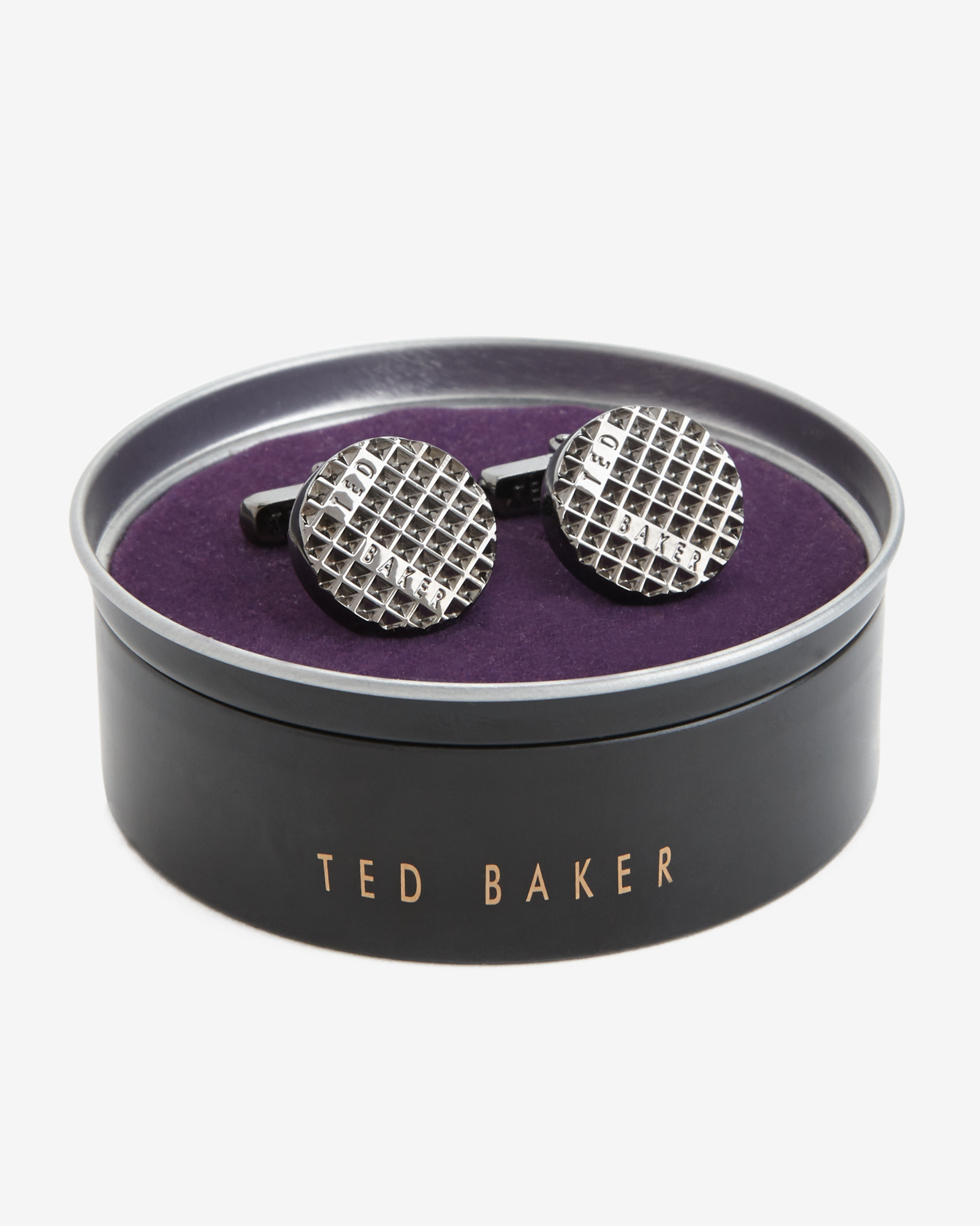 Ted baker Textured Circle Cufflinks in Silver for Men (Gunmetal) Lyst