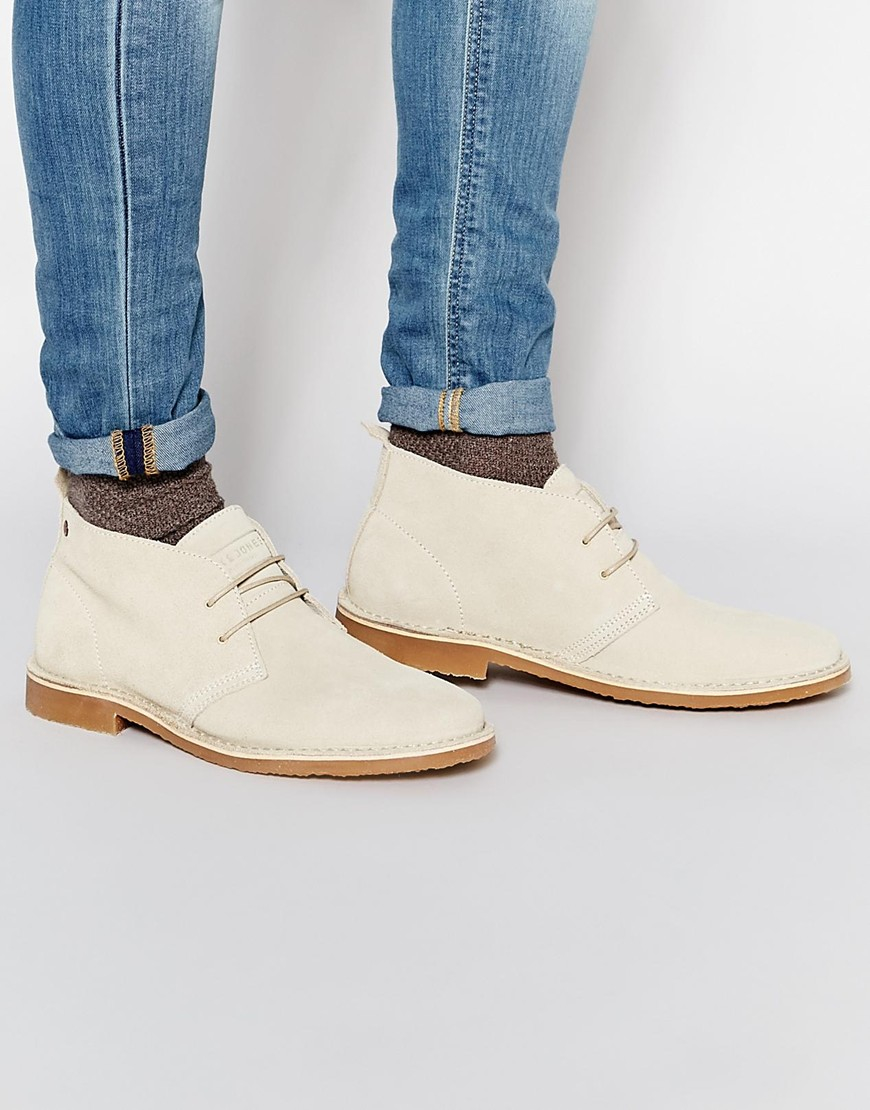 Jack & Jones Gobi Suede Chukka Boots - White for Men - Lyst