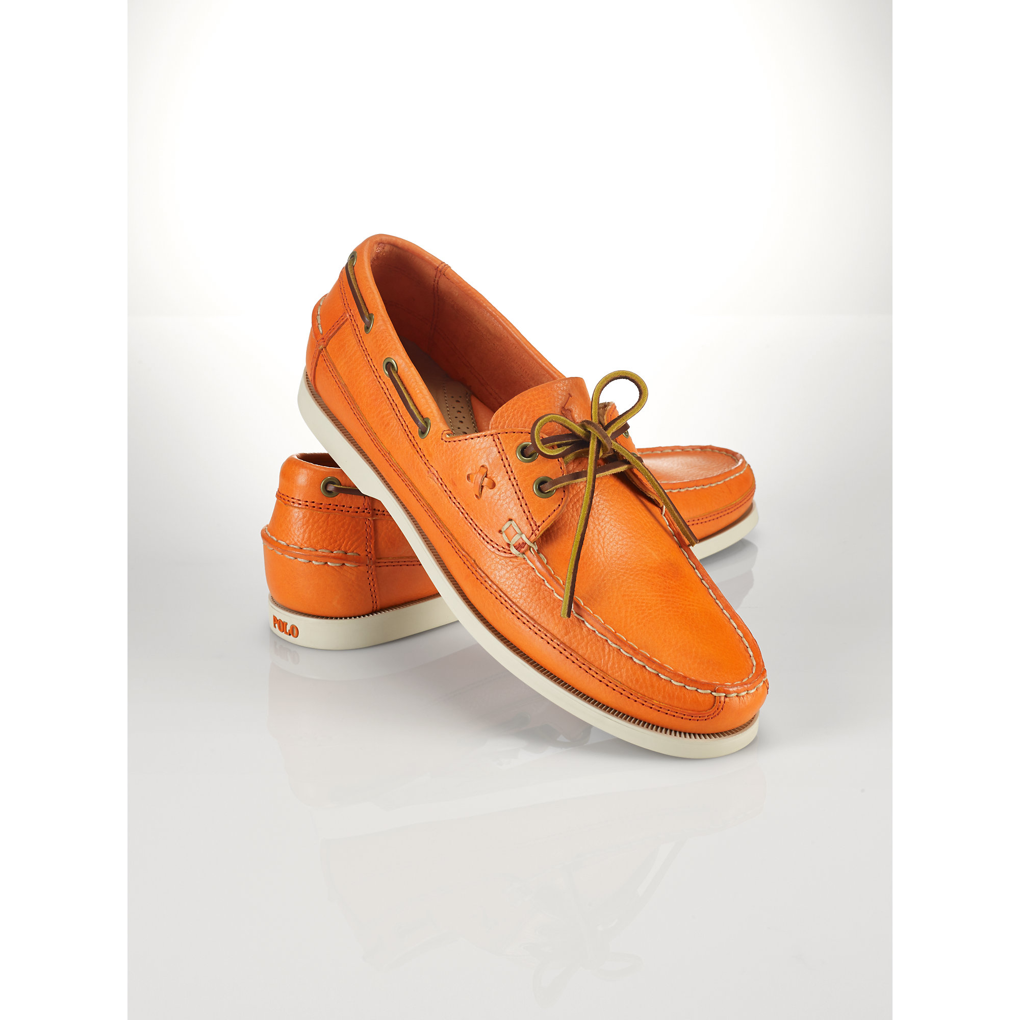Polo Ralph Lauren Barnard Boat Shoe in Orange for Men | Lyst