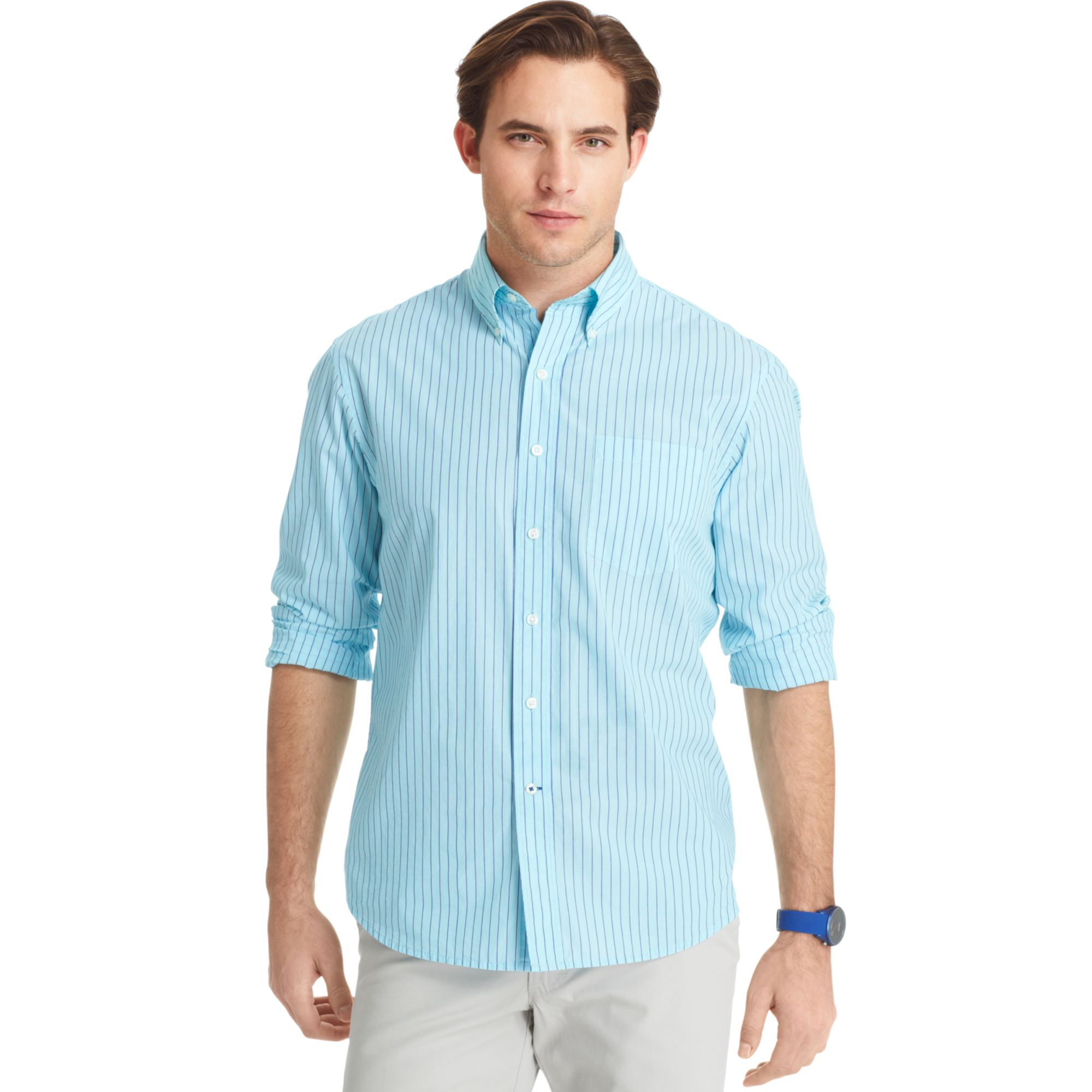 Izod Lightweight Poplin Striped Shirt in Blue for Men (Blue Radiance ...