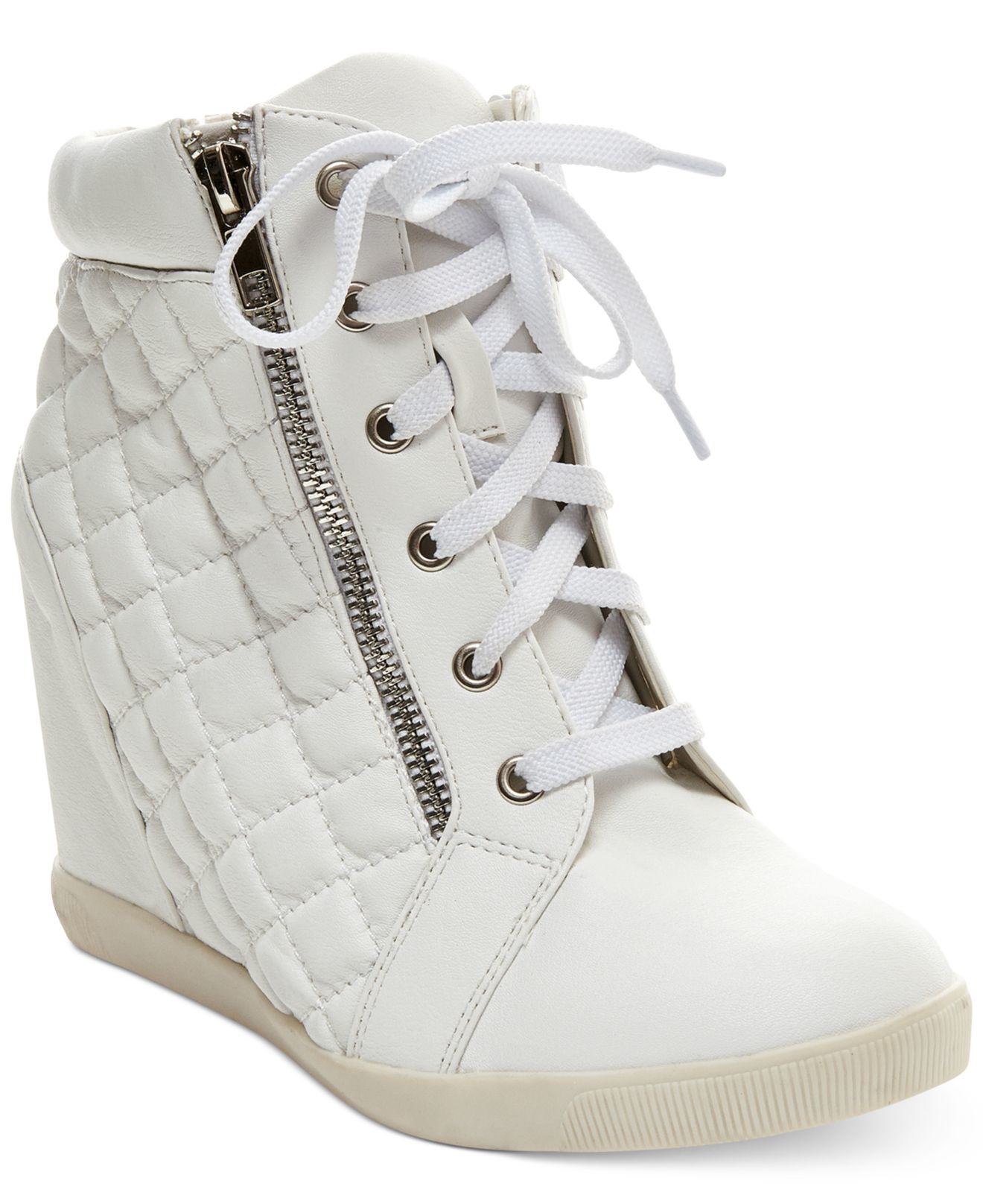 Baaxter Quilted High Top Wedge Sneakers 