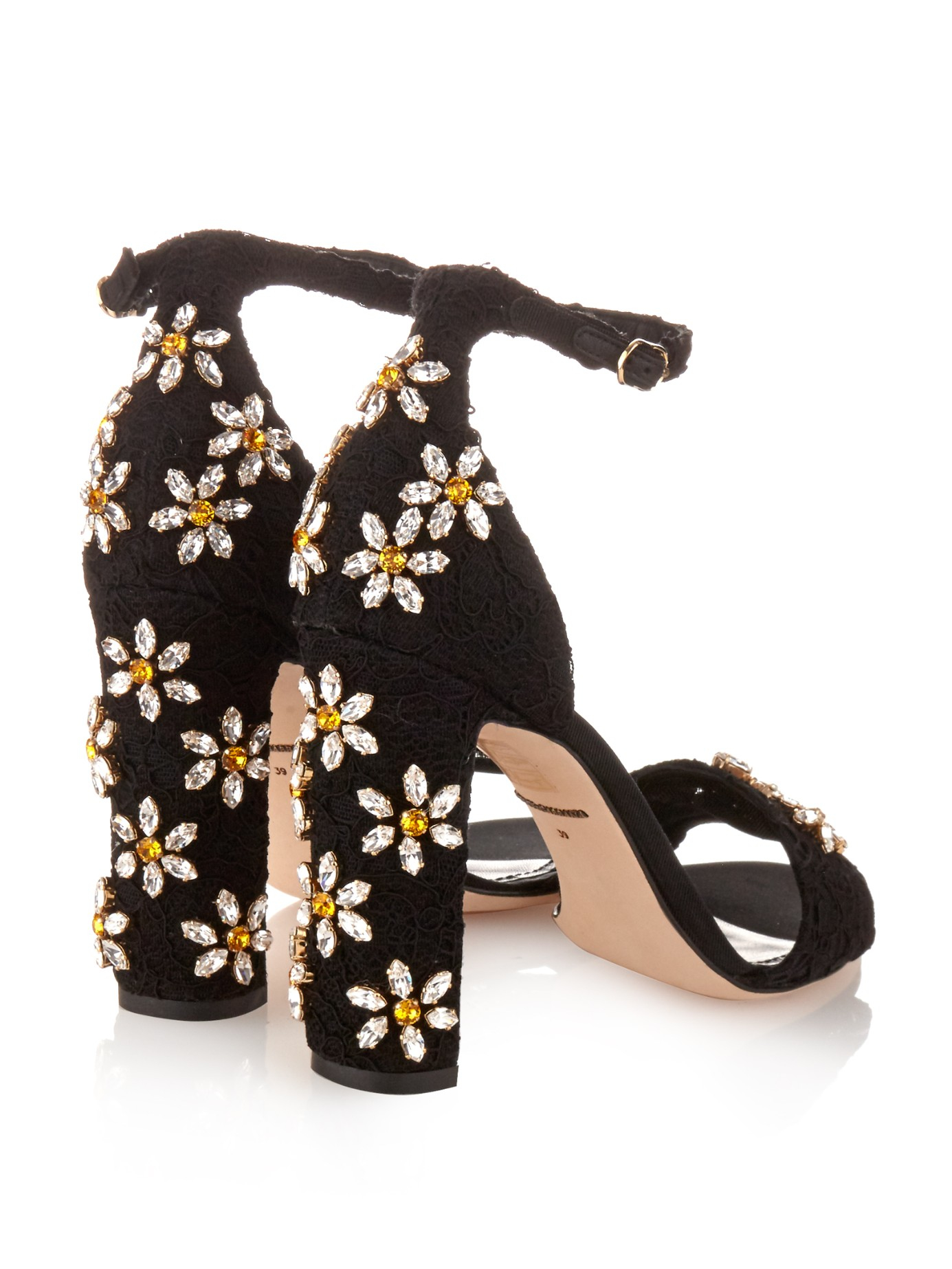 Dolce & Gabbana Daisy Crystal-embellished Sandals in Black | Lyst