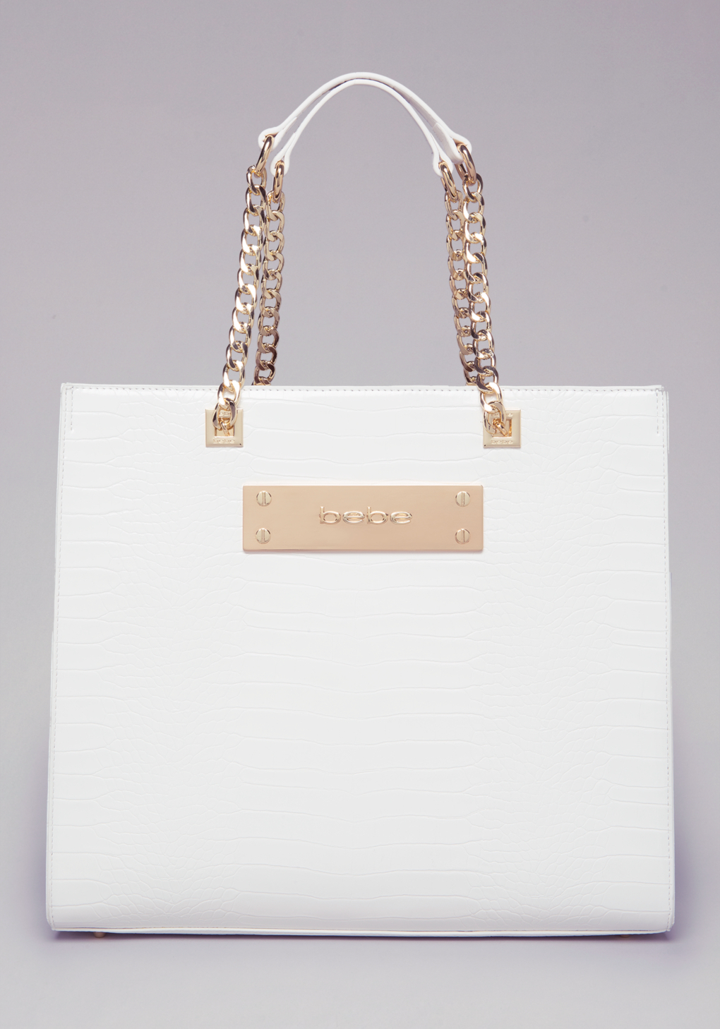Lyst Bebe Lulu Mock Croc Tote In White Gallery