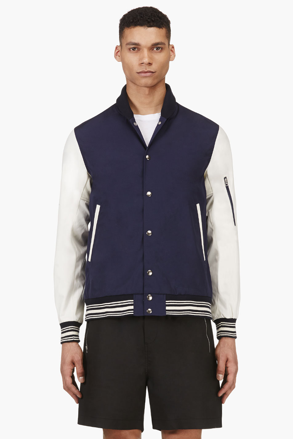 Nanamica Navy and White Varsity Jacket in Blue for Men | Lyst