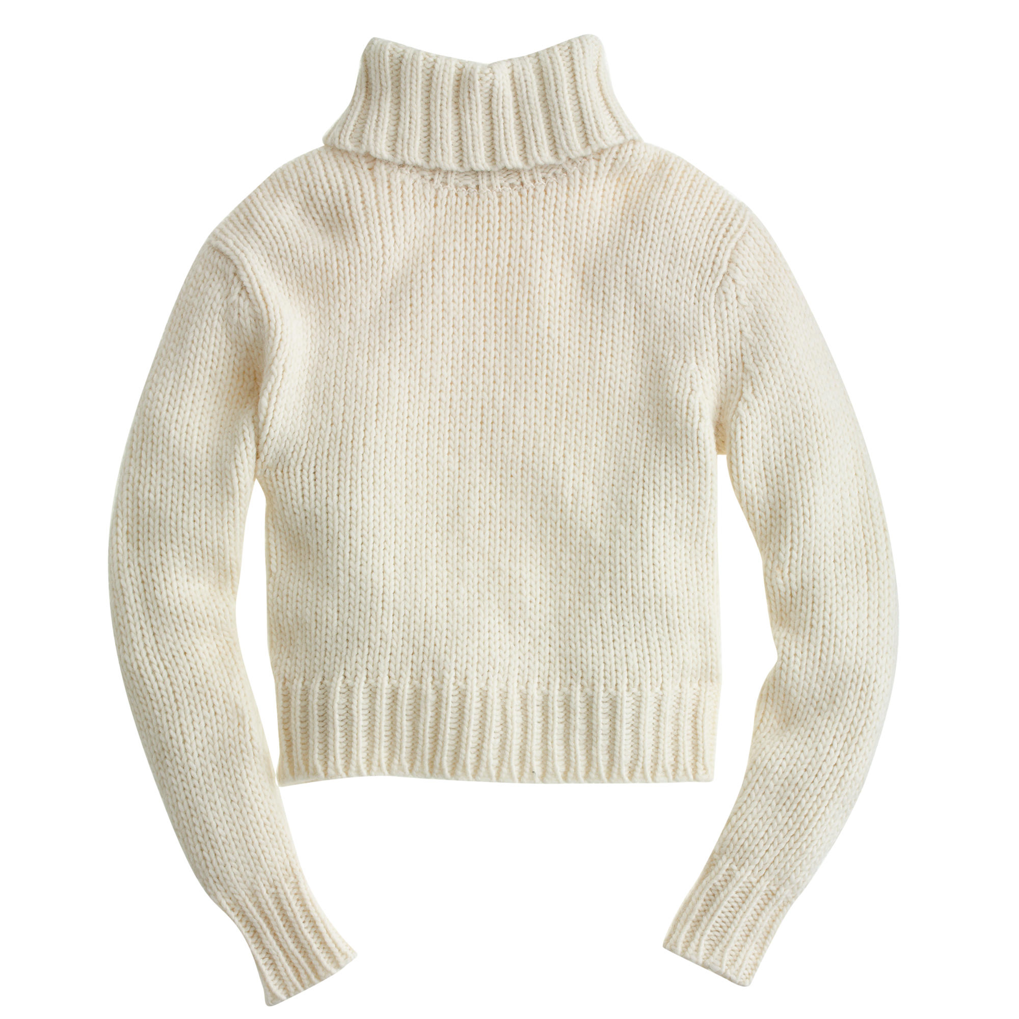 white chunky turtleneck sweater