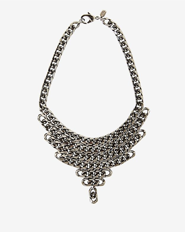 Fallon Gunmetal Biker Chain Bib Necklace in Black - Lyst