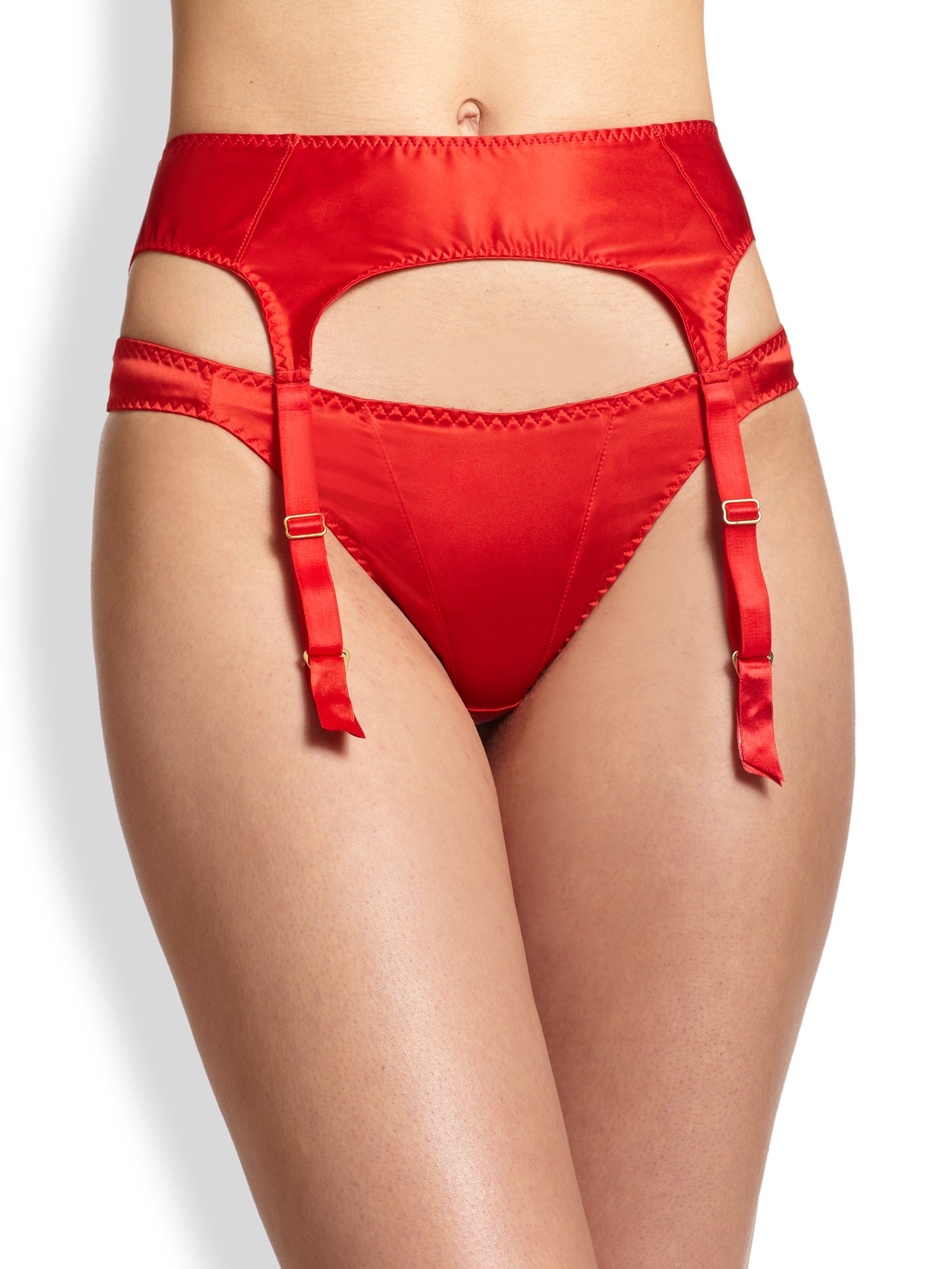 L'Agent by Agent Provocateur Satin Suspenders - Danita in Red | Lyst