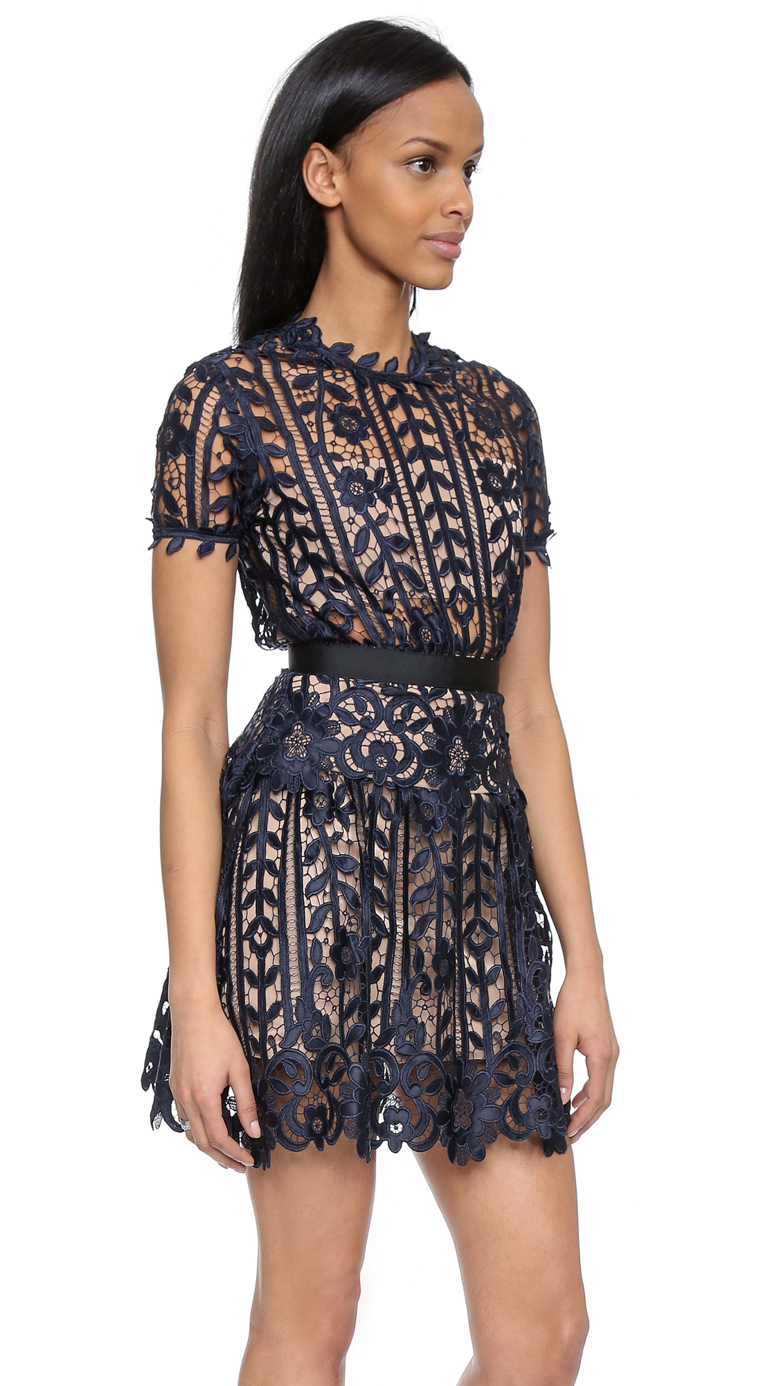 Self-Portrait Amarylis Lace Maxi Dress in Black | Lyst