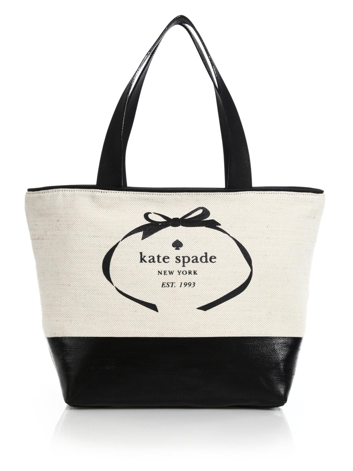 Kate Spade Heritage TwoTone Canvas & Leather Tote in NaturalBlack