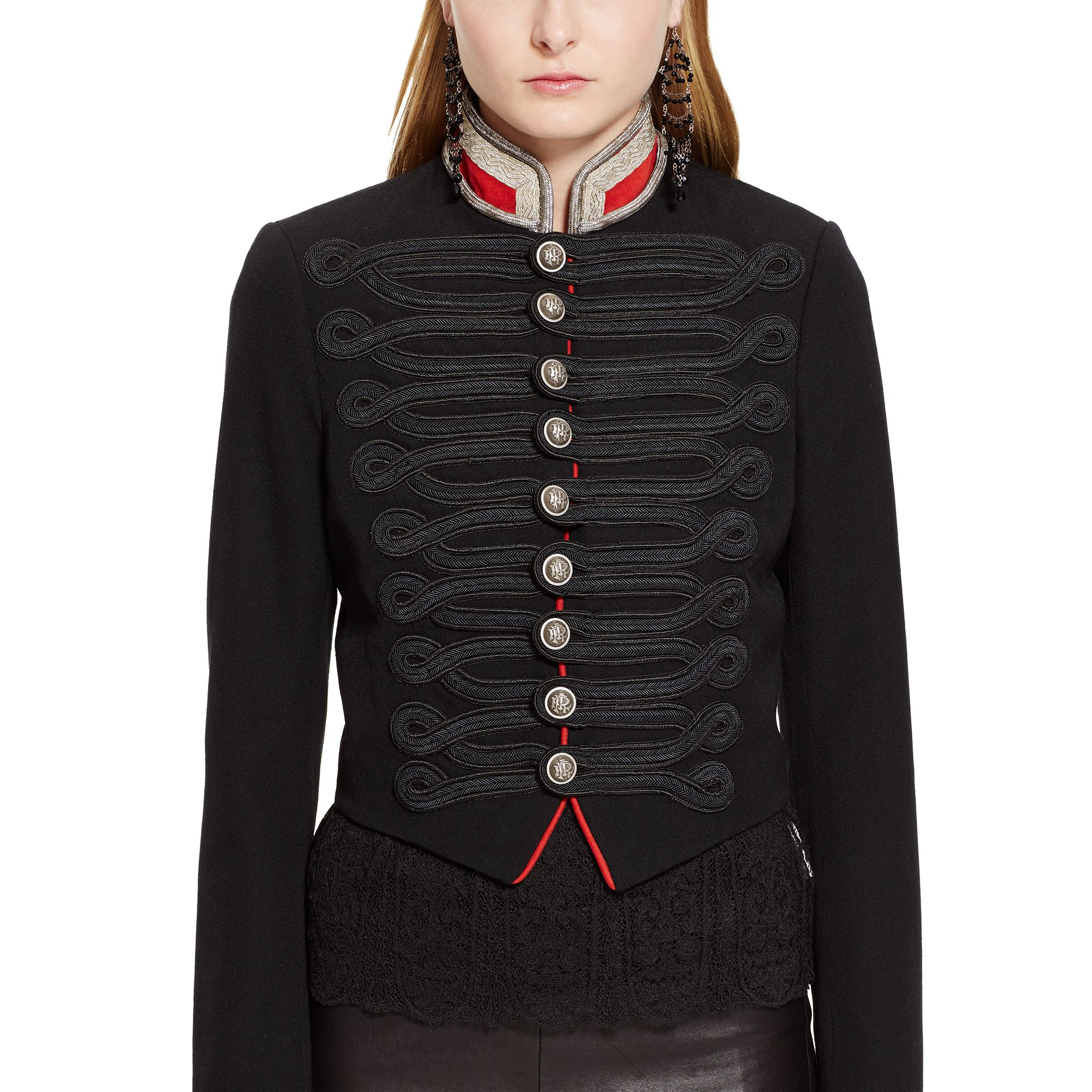 Polo Ralph Lauren Cropped Officer'S Jacket in Black | Lyst UK
