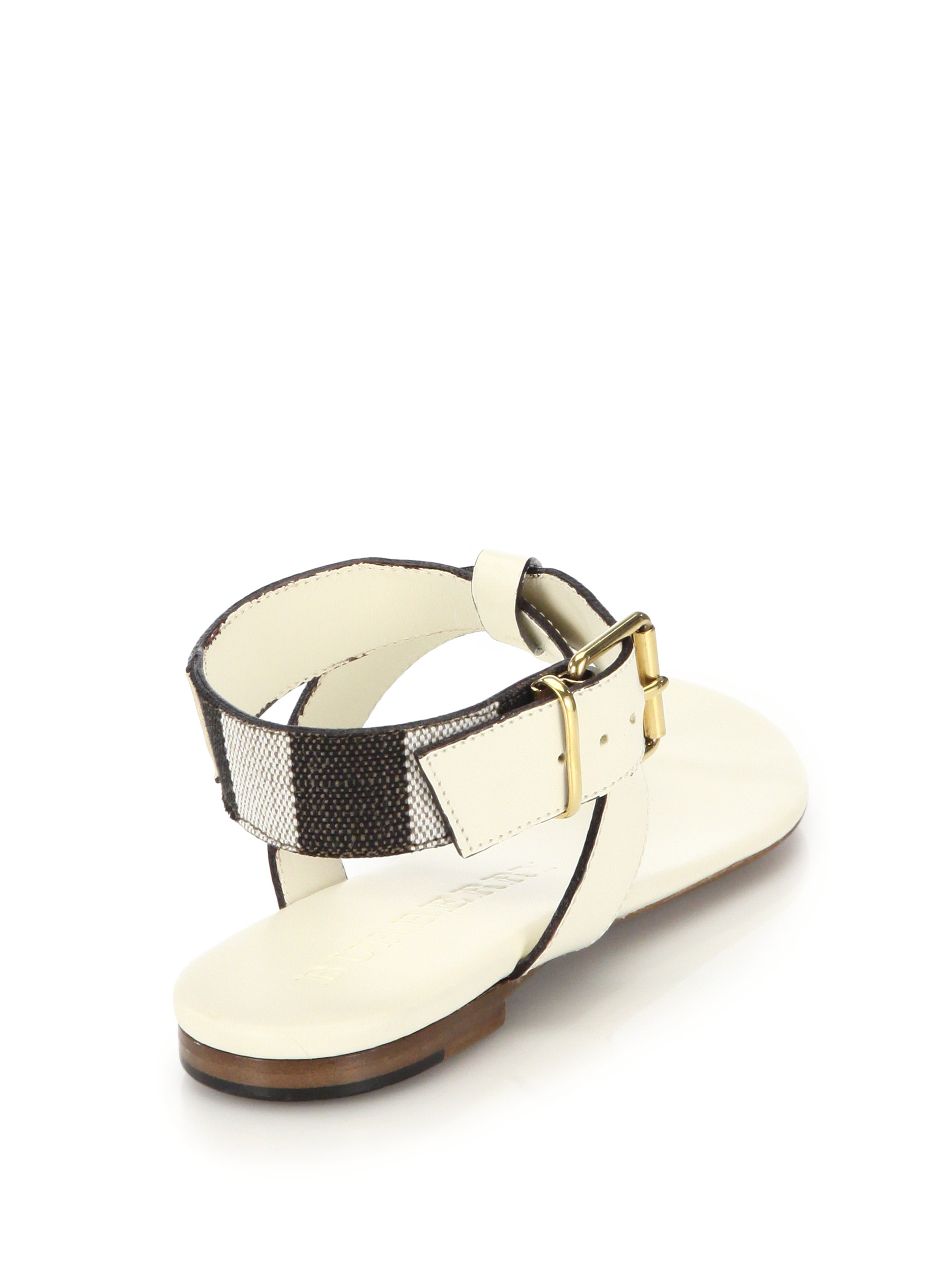 Burberry Kington Flat Leather Thong Sandals in White Lyst