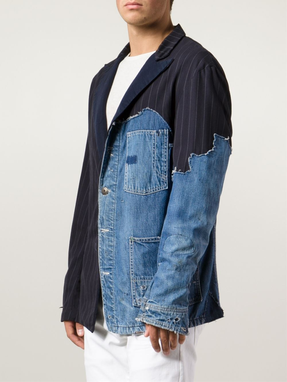 Greg Lauren Patchwork Denim Blazer in 