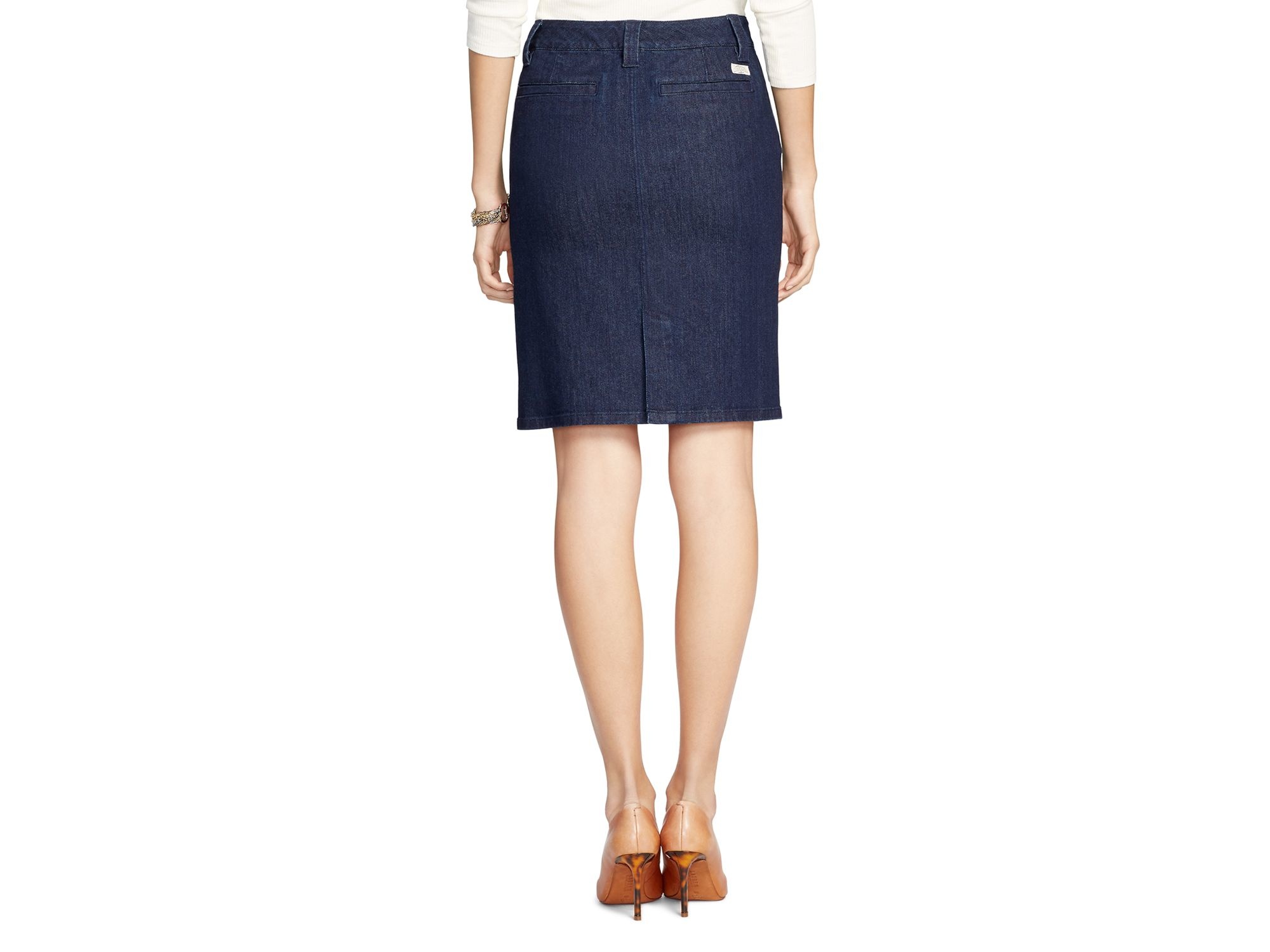 Ralph lauren Lauren Denim Pencil Skirt in Blue Lyst