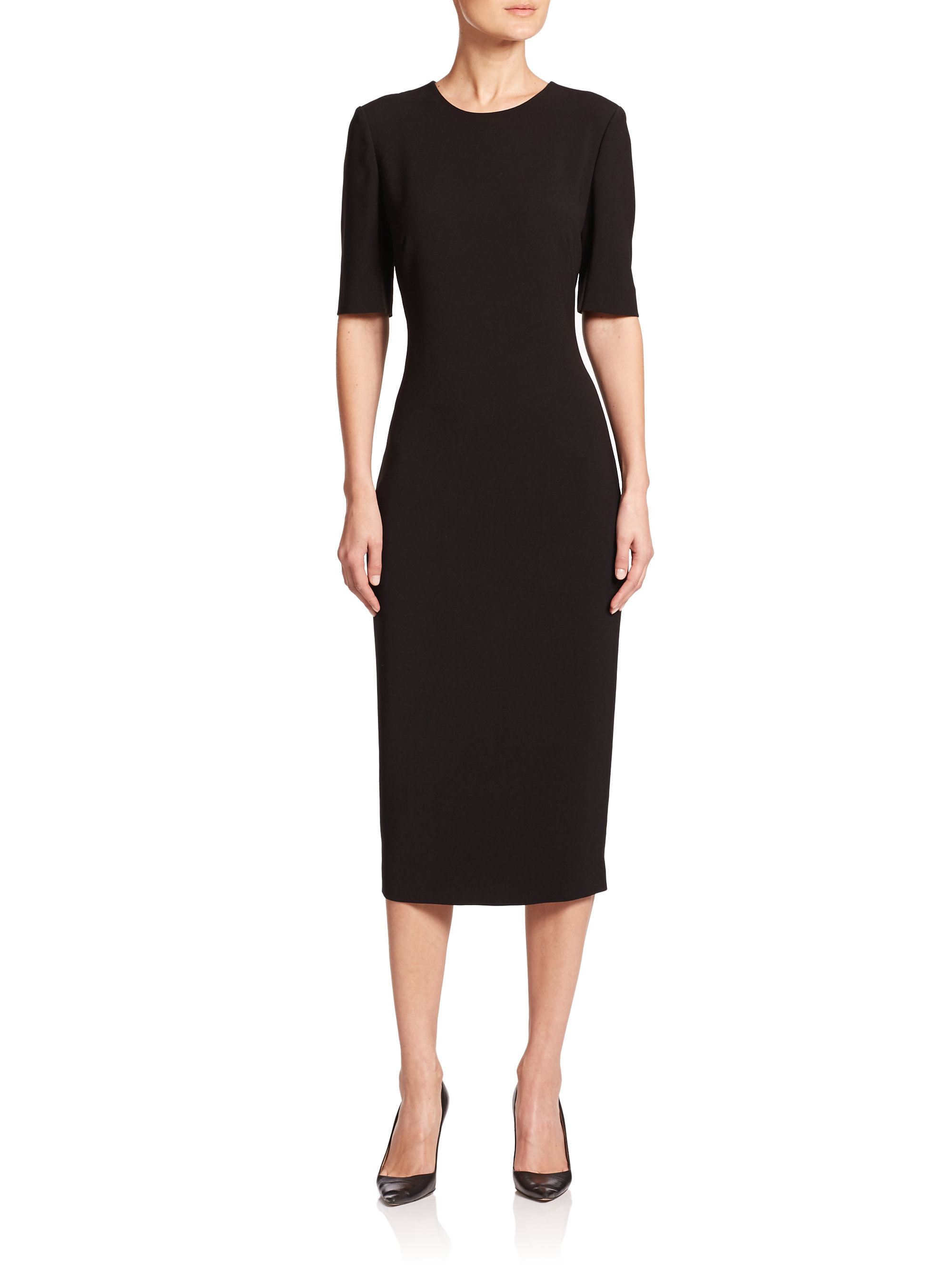 armani Elbowsleeve Sheath Dress in Black Lyst
