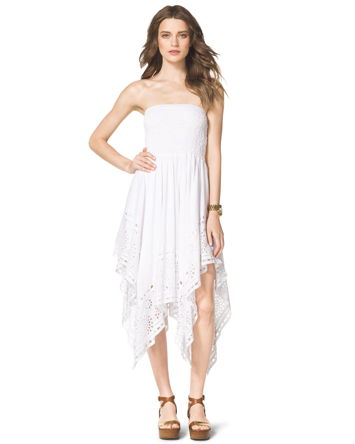 michael kors geo eyelet mini dress