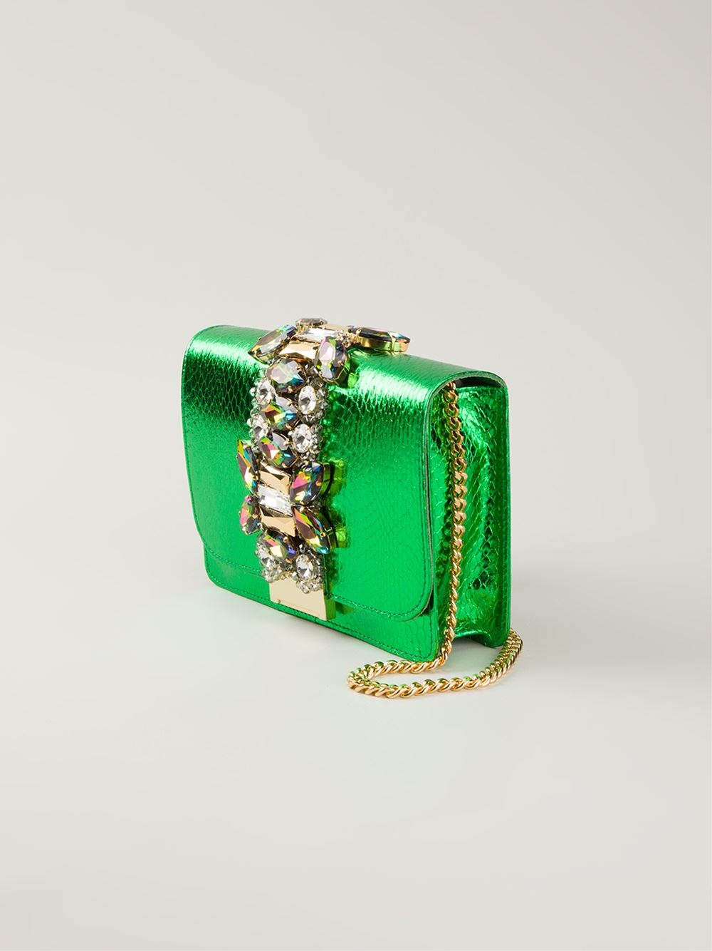 Gedebe Rhinestone Embellished Shoulder Bag in Green Lyst