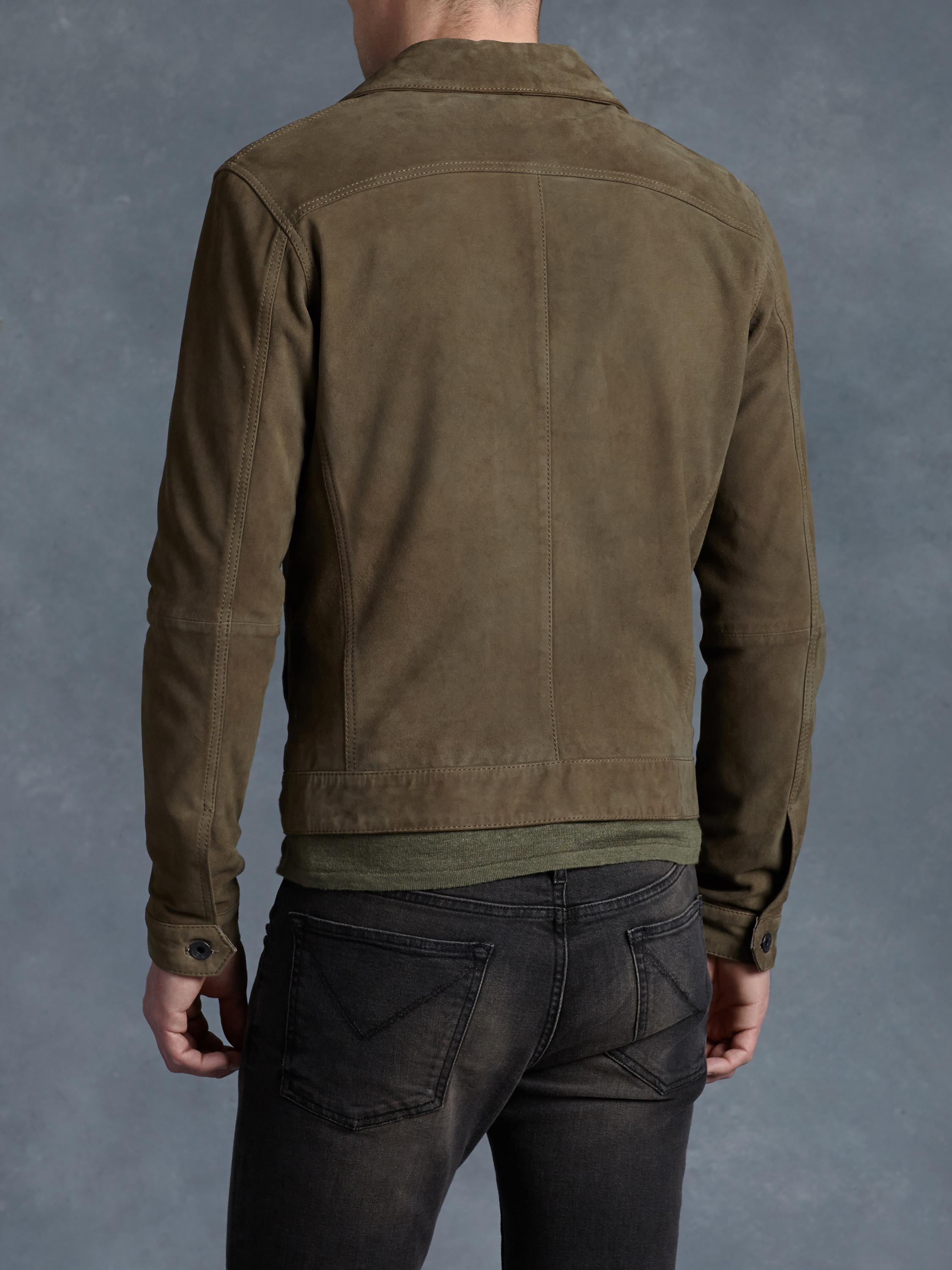 John Varvatos Suede Denim Style Jacket In Brown For Men Lyst Gallery