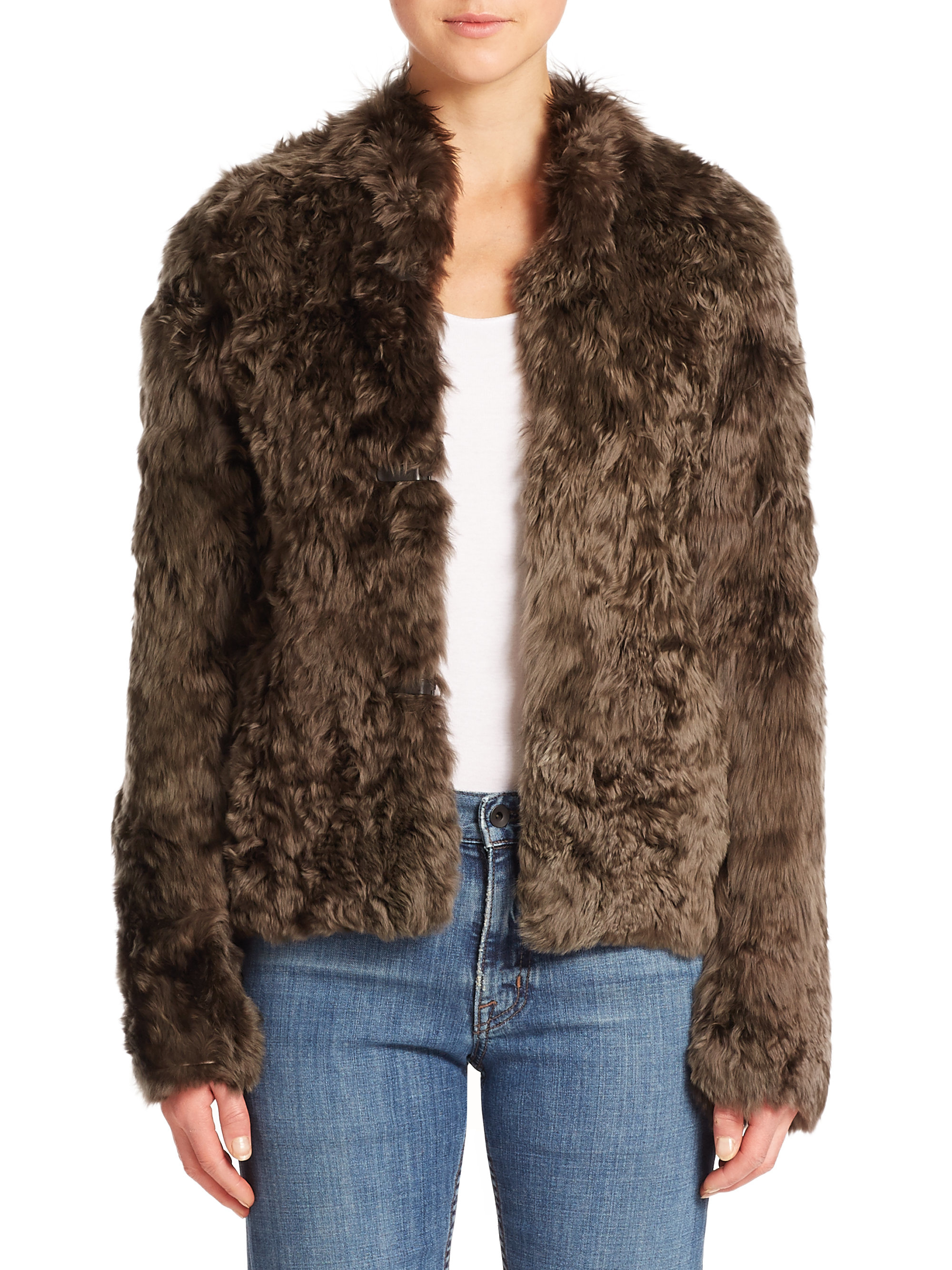 Lyst Helmut Lang Alpaca Fur Coat in Green