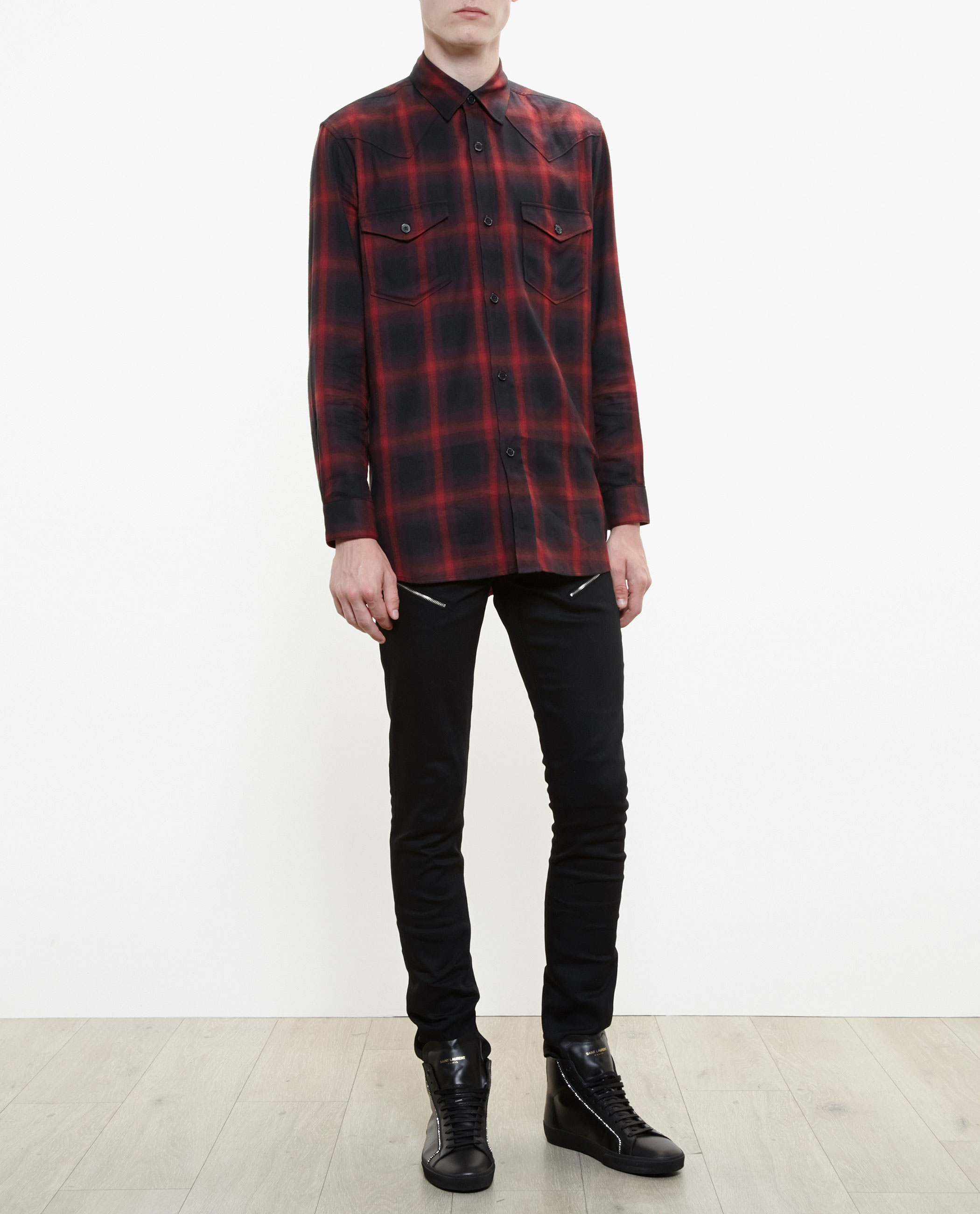 saint laurent checked shirt