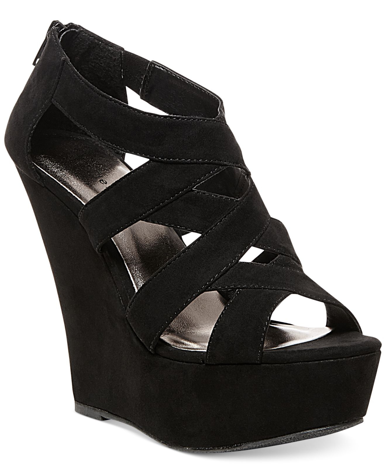 platform wedge heels black