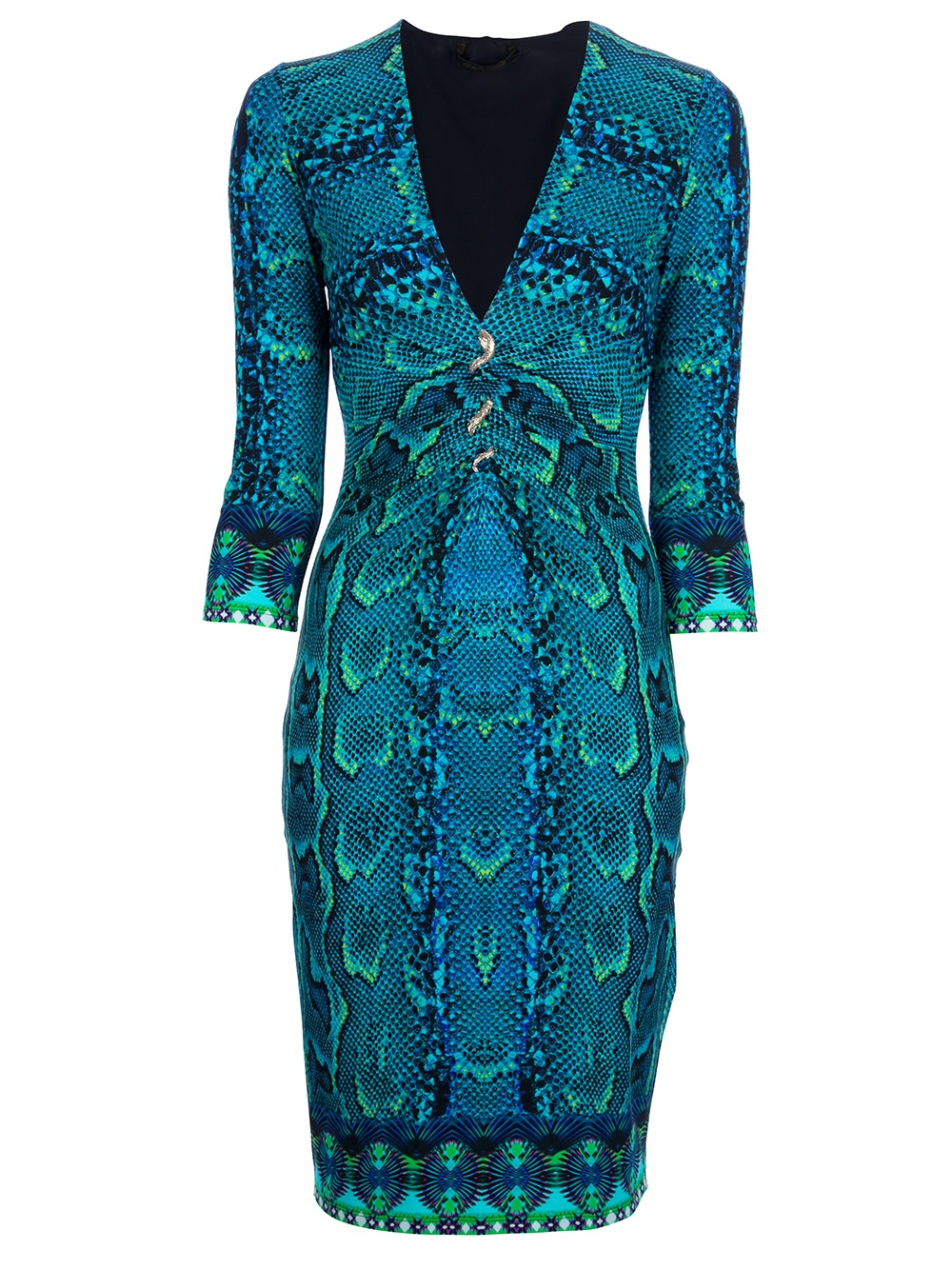 turquoise snake print dress