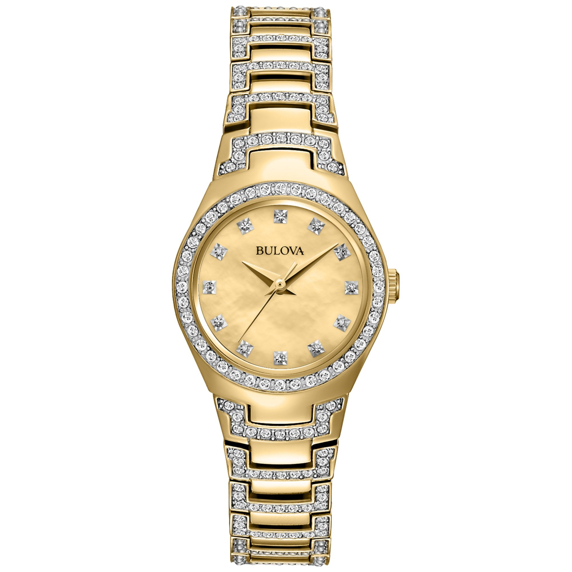 Bulova Womens Crystal Accent Goldtone Stainless Steel Bracelet Watch
