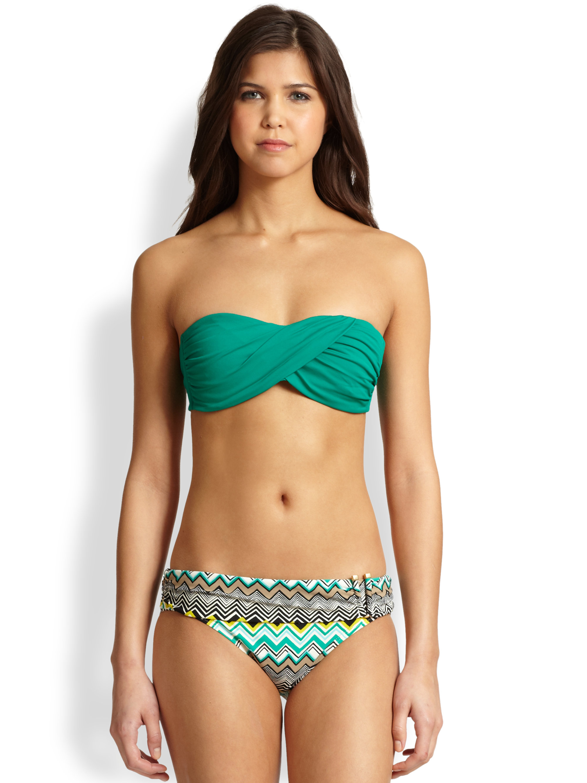 draped bandeau bikini top