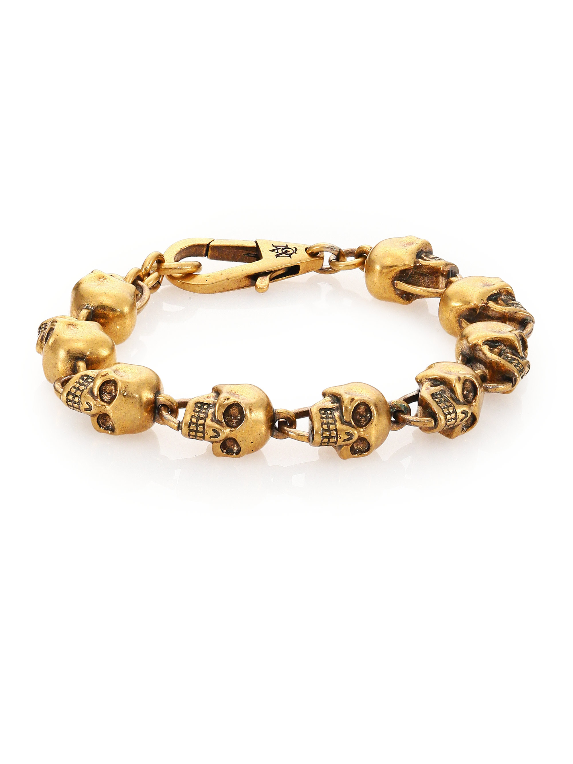 alexander mcqueen gold skull bracelet