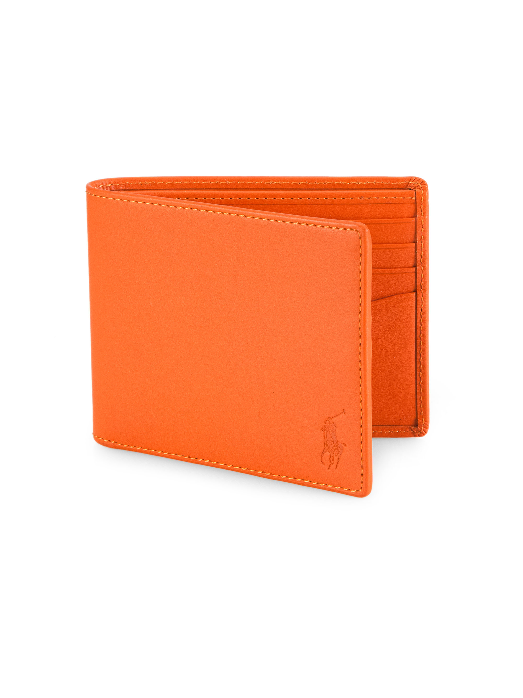 Polo Ralph Lauren Leather Billfold Wallet in Orange for Men | Lyst