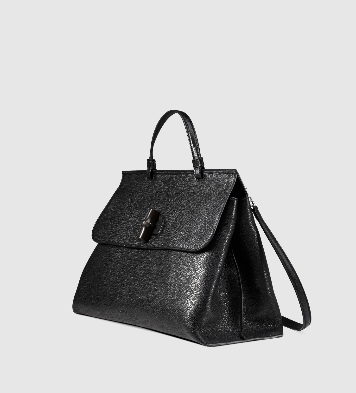 Gucci Bamboo Daily Leather Top Handle Bag in Black - Lyst