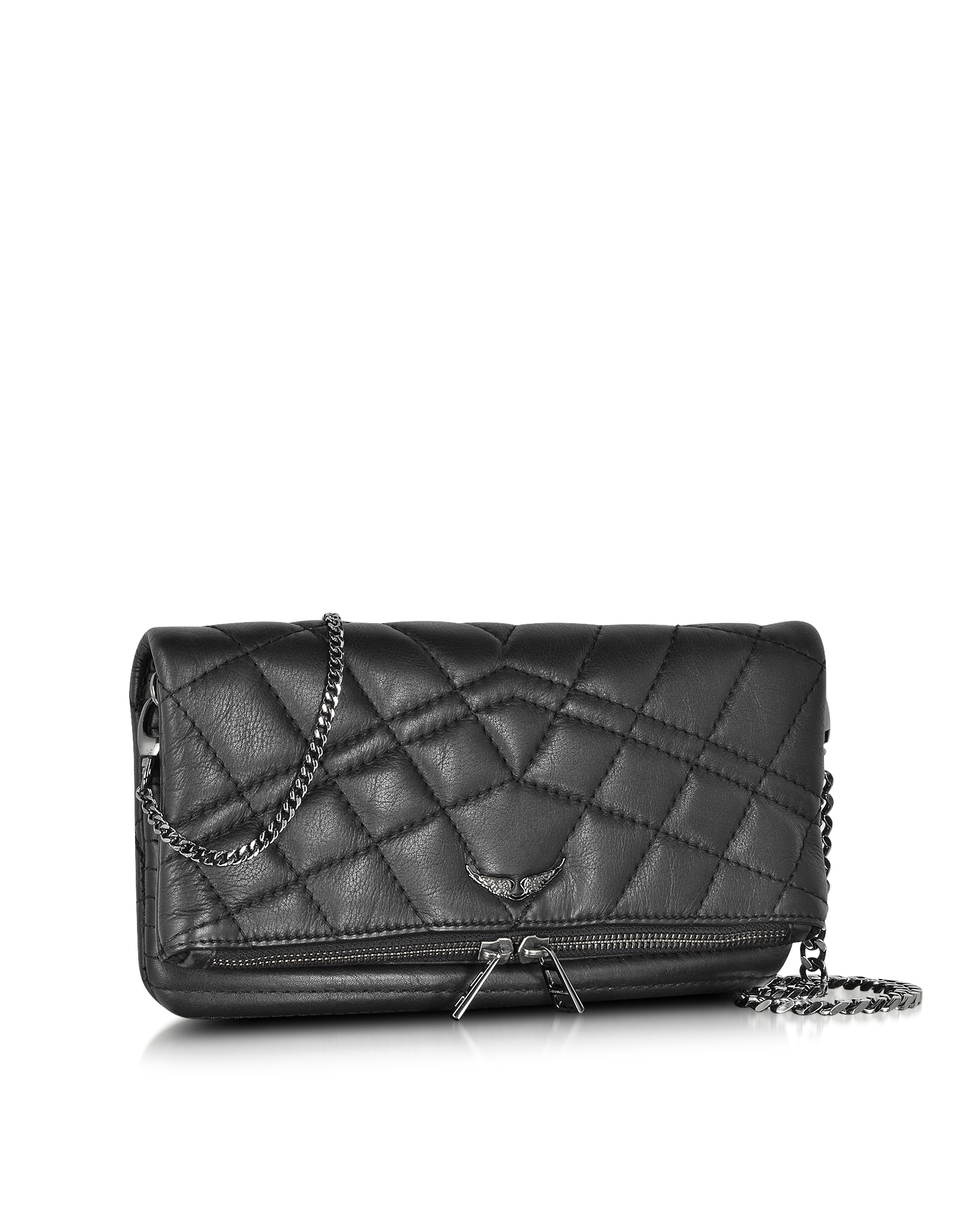 Zadig & Voltaire Rock Mat Matelasse Leather Clutch W/Chain Strap ...
