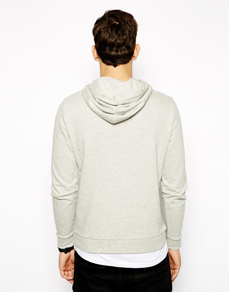Asos Hoodie with Crossover Neck in Gray for Men Lyst