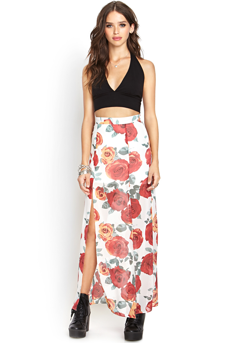 rose print maxi skirt
