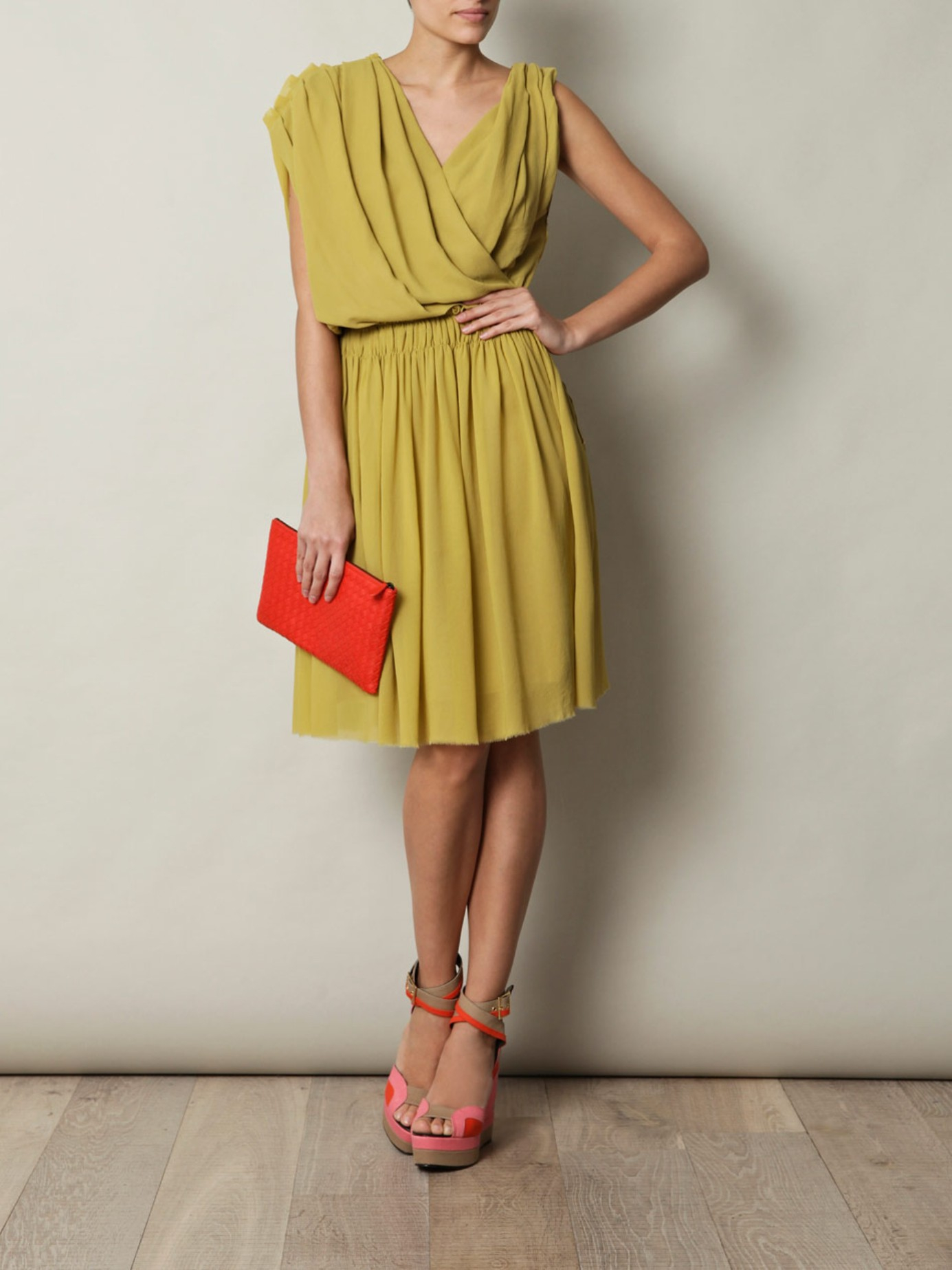 Lanvin Techno Jersey Dress in Green | Lyst