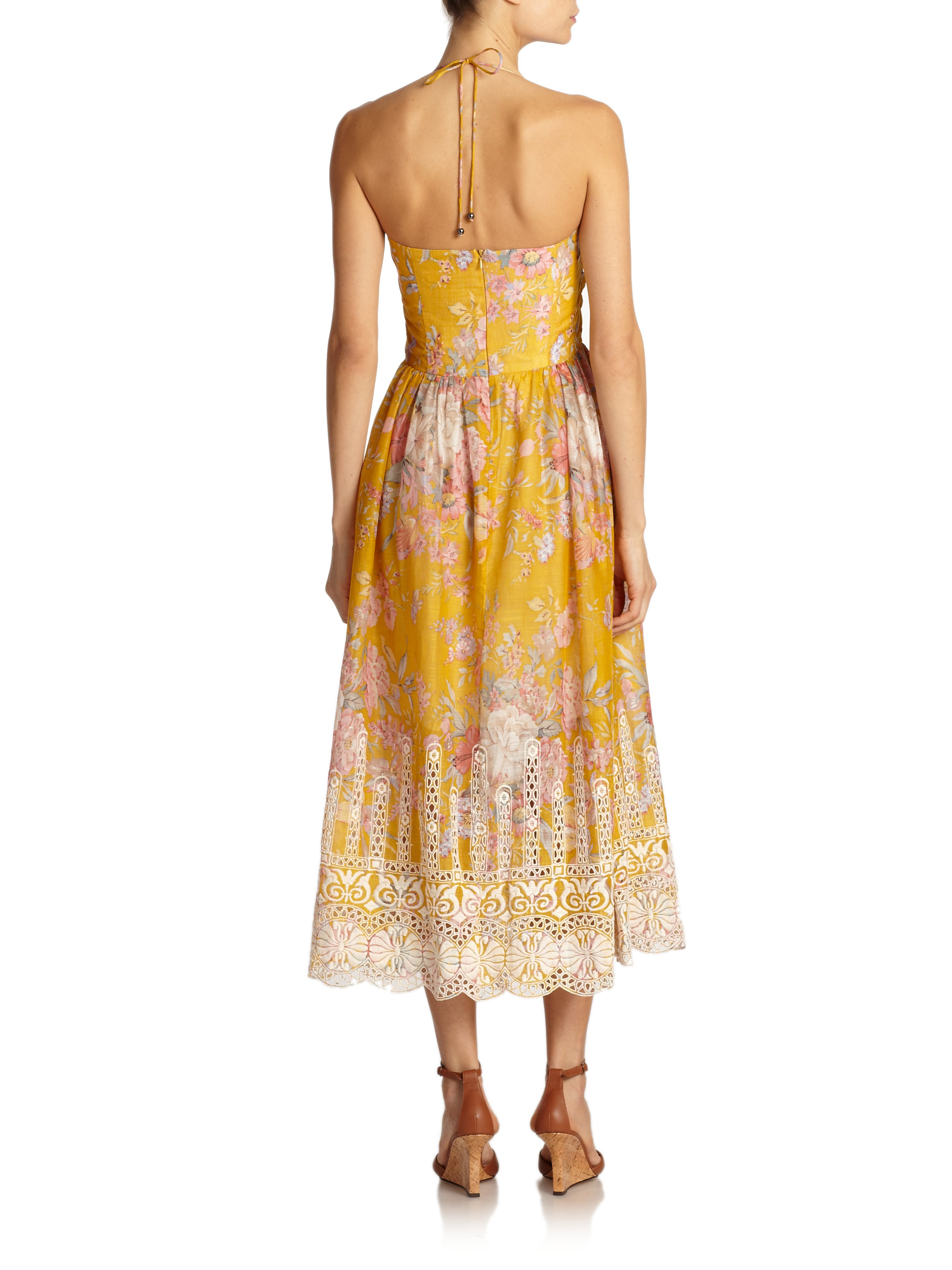zimmermann confetti tie neck dress
