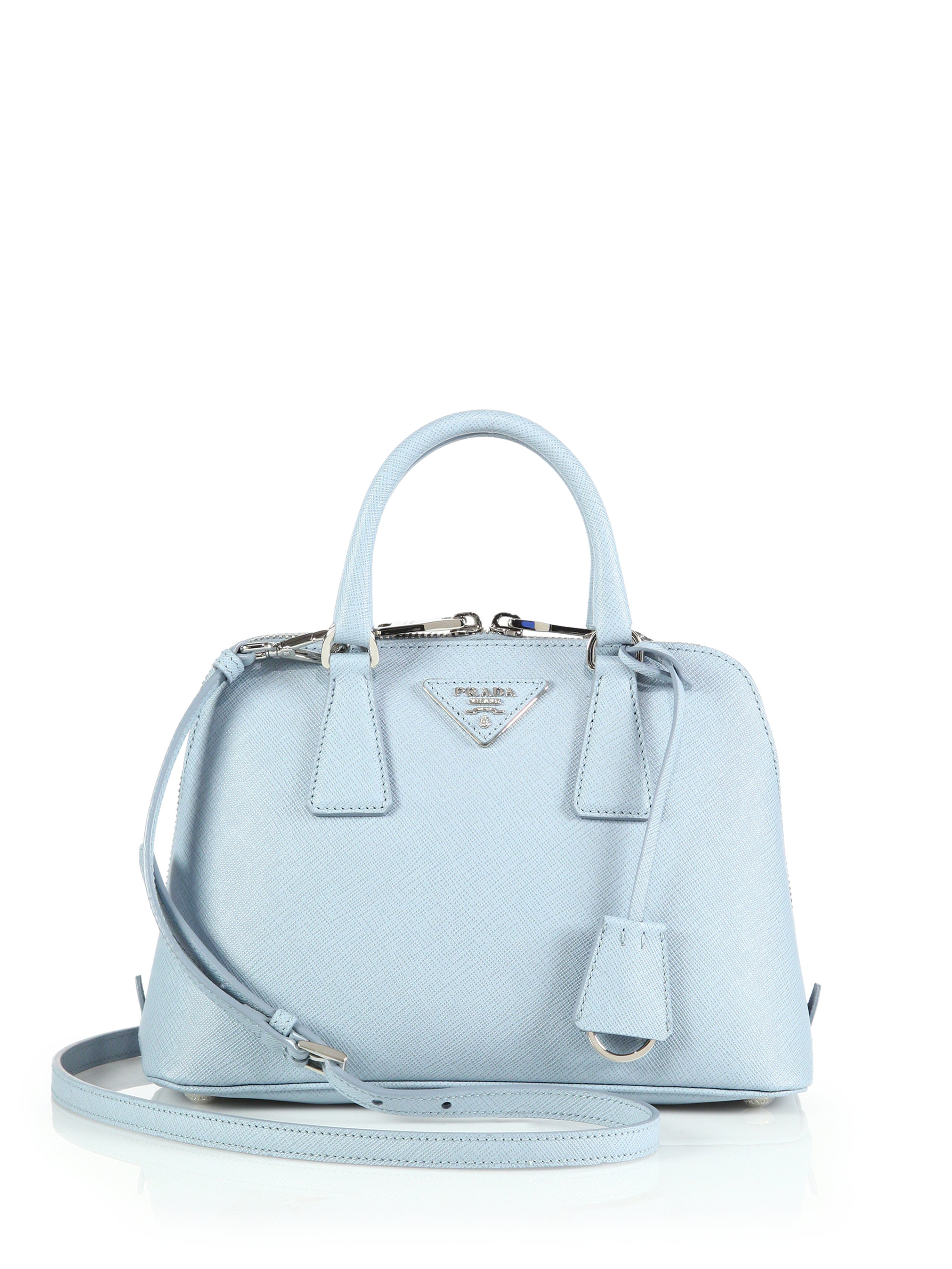 Prada Mini Saffiano Leather Shoulder Bag in Blue (lago) | Lyst