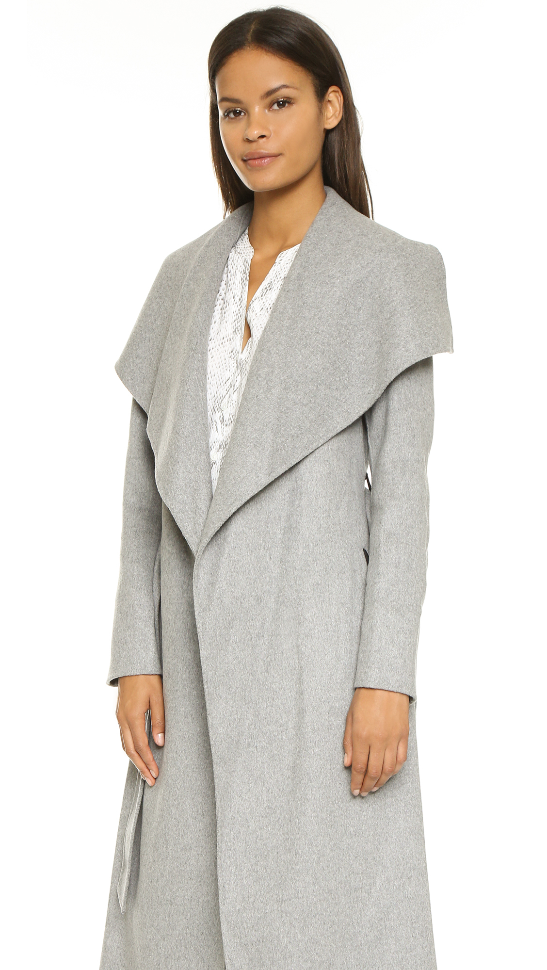 light grey wrap coat
