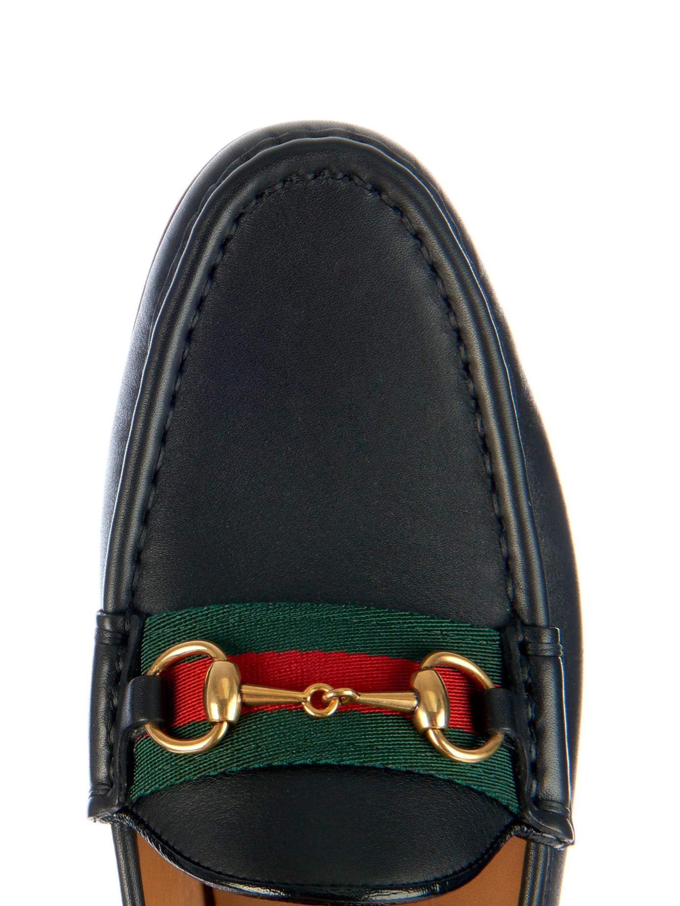 Gucci Horsebit And Web Leather Loafers 