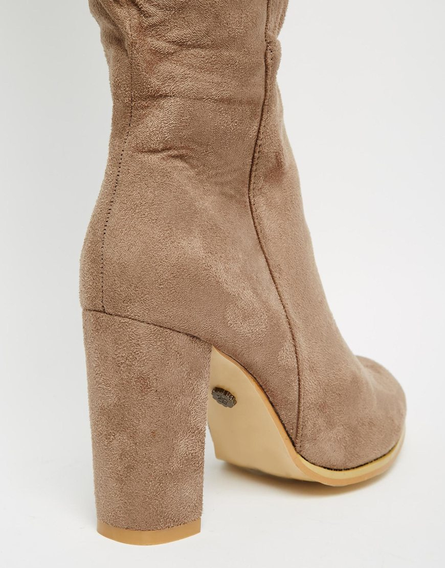 taupe block heel booties