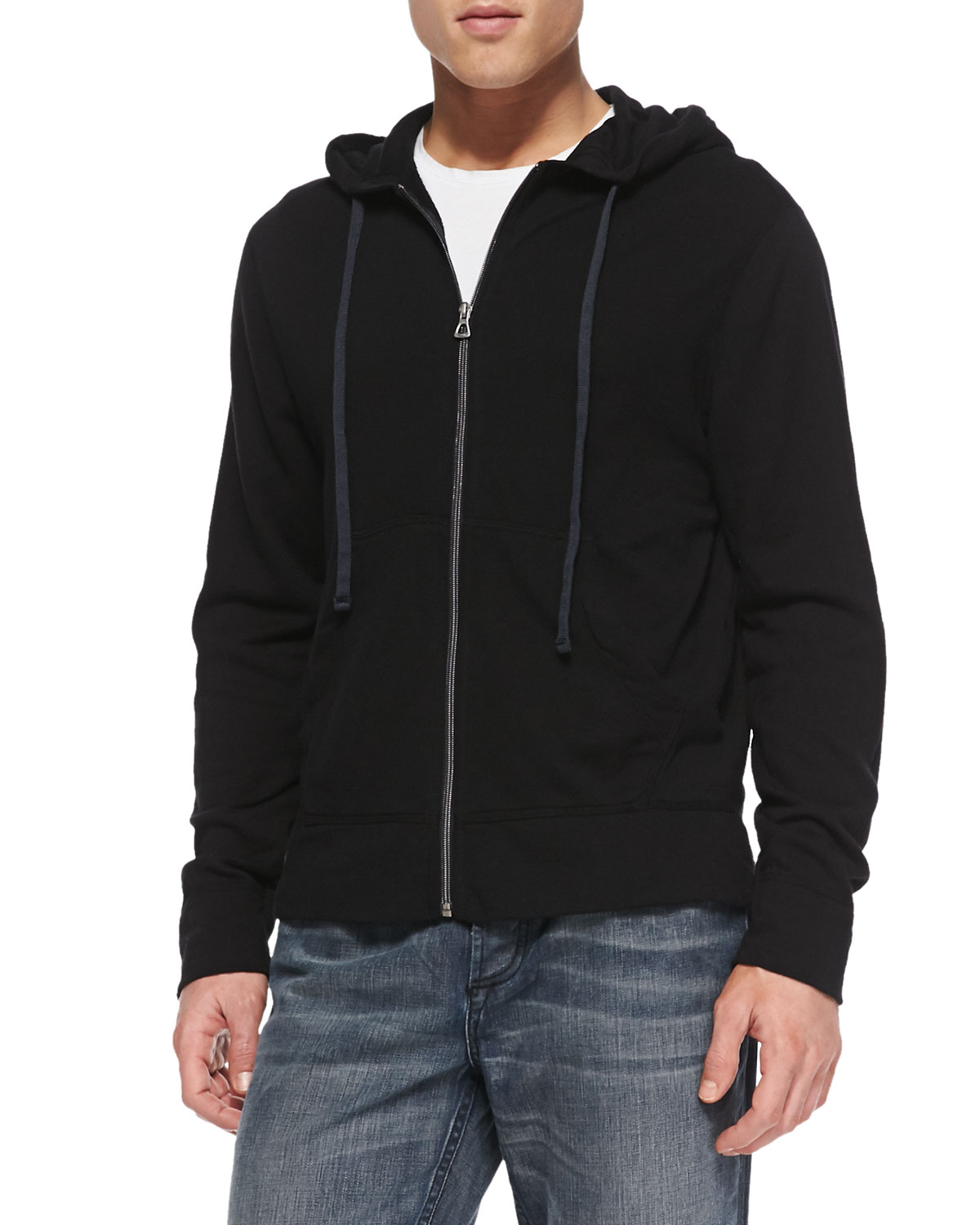 James Perse Cotton-Knit Zip Hoodie in Black | Lyst