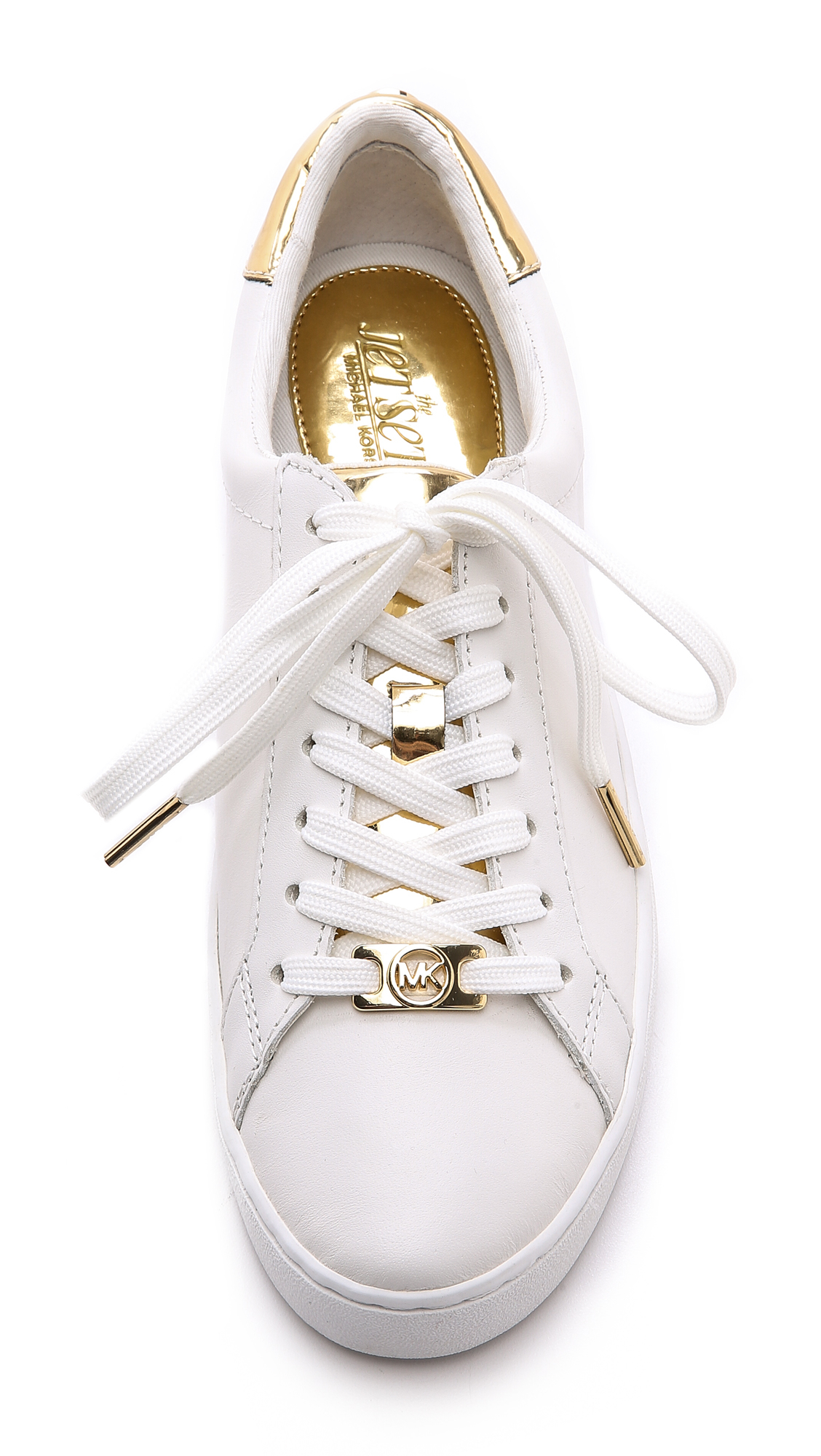 MICHAEL Michael Kors Irving Lace Up Sneakers - Optic/Pale Gold in 