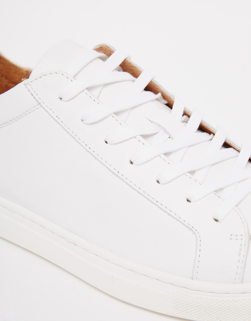 selected homme premium leather trainer in white