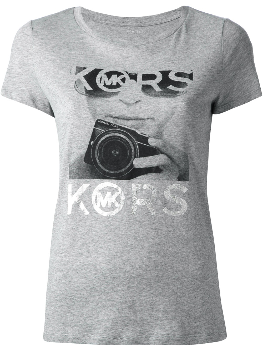 MICHAEL Michael Kors Portrait Logo Tshirt in Grey (Gray) - Lyst